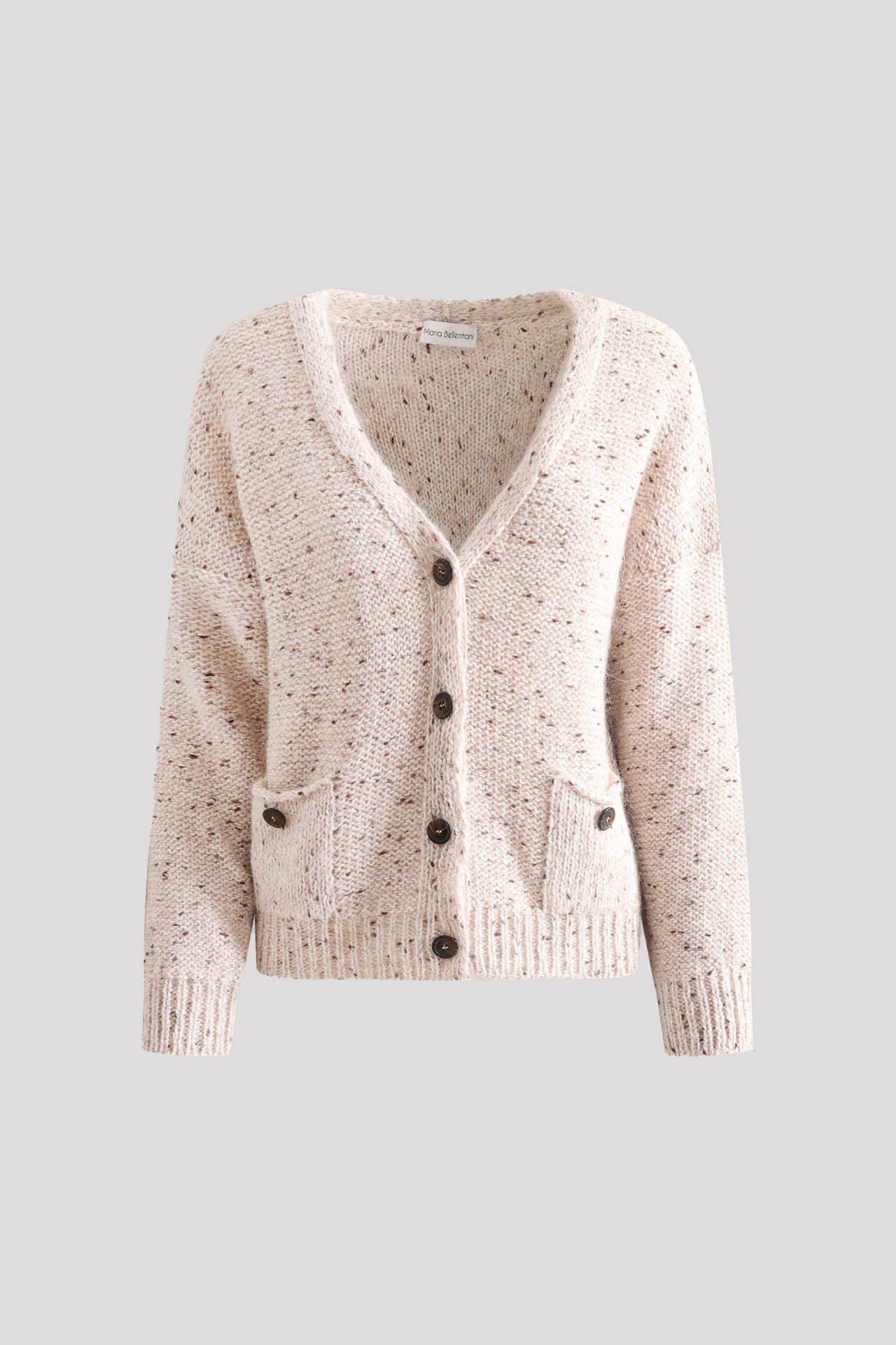 Cardigan con scollo a V in misto lana e alpaca con tasche
