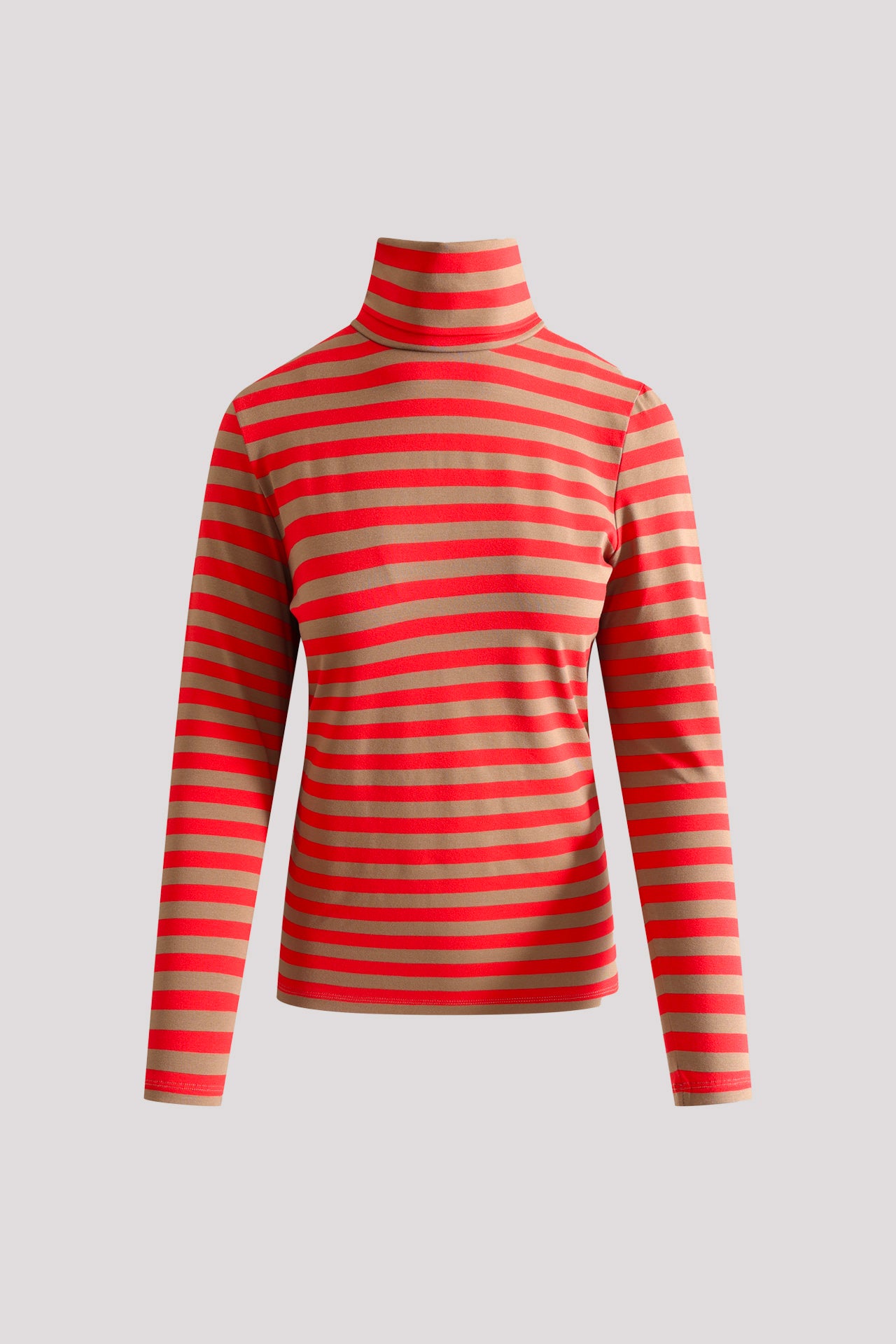 Maglia dolcevita in viscosa elasticizzata righe bicolore