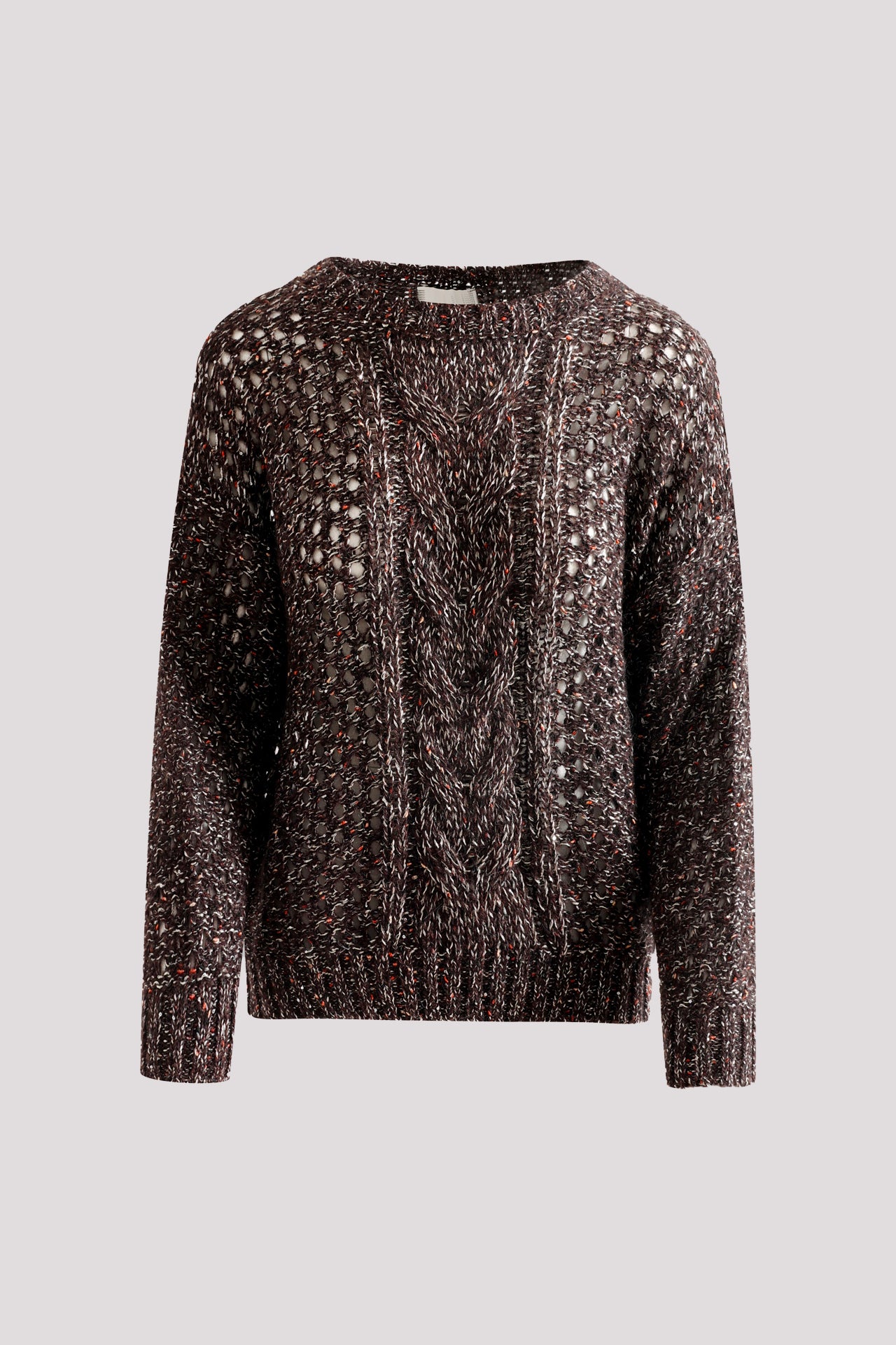 Maglia moro con maxi punto rete e treccia