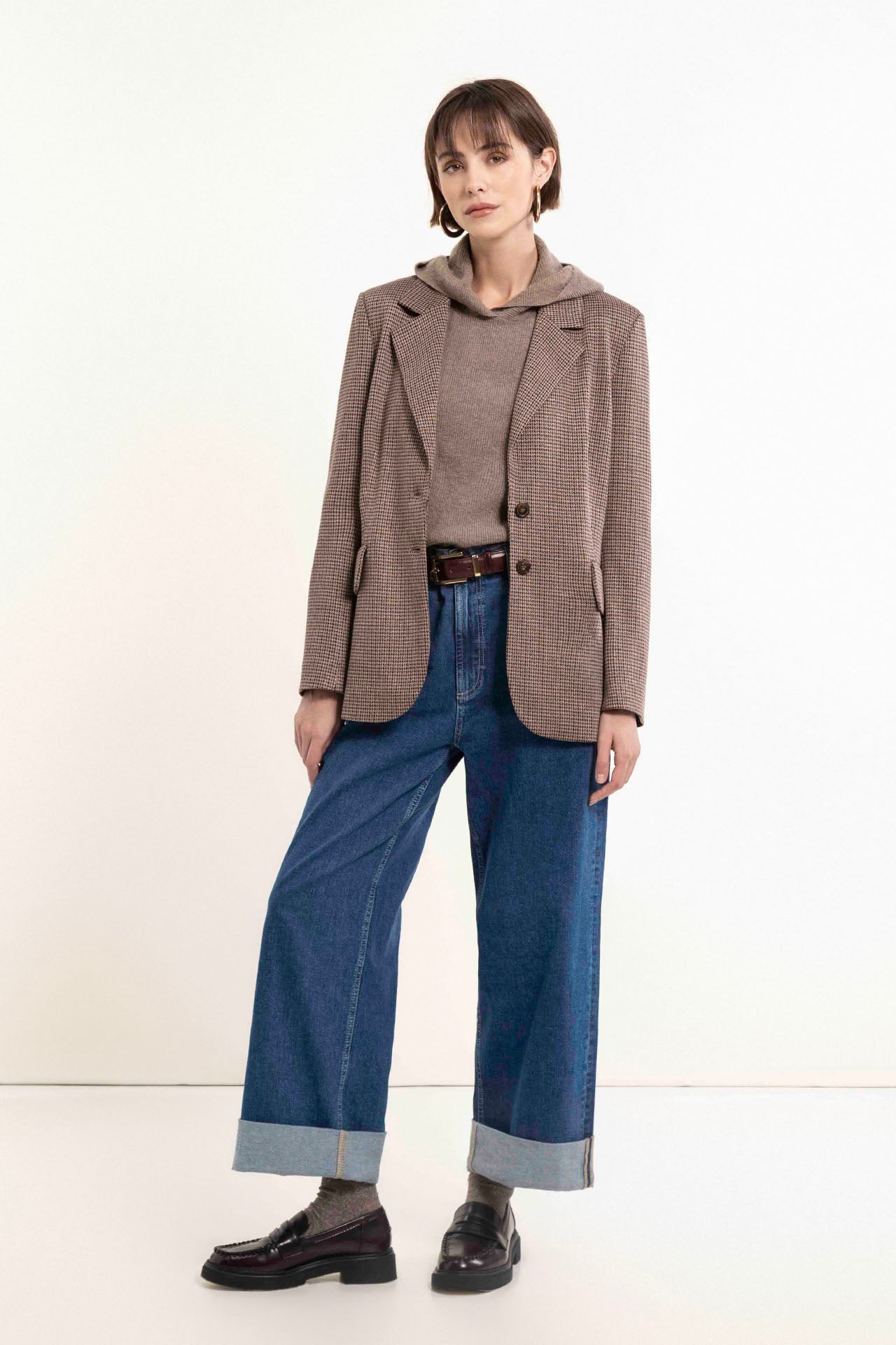 Wool and cashmere blend sweater with hood