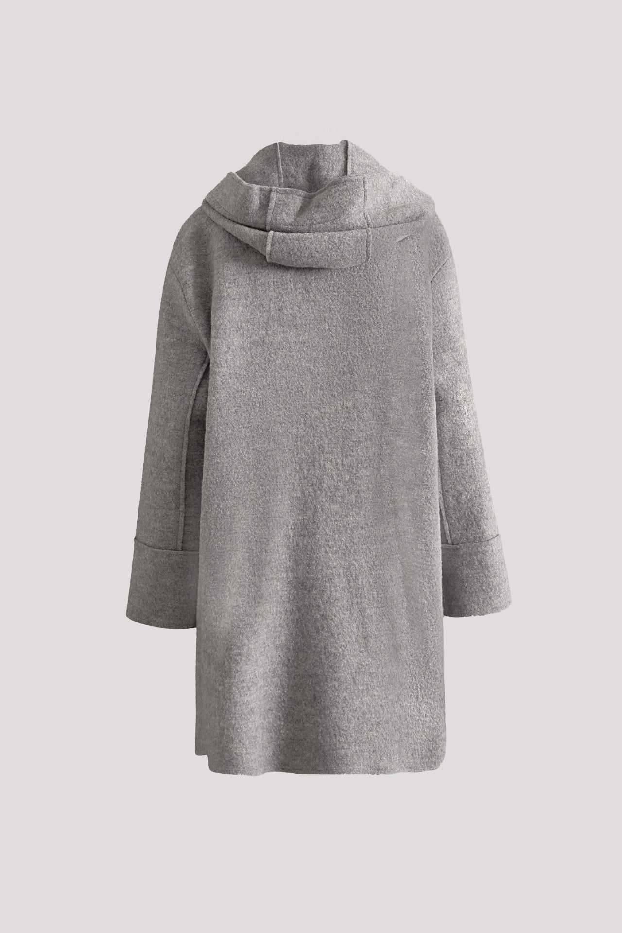 Giacca lunga in lana con cappuccio