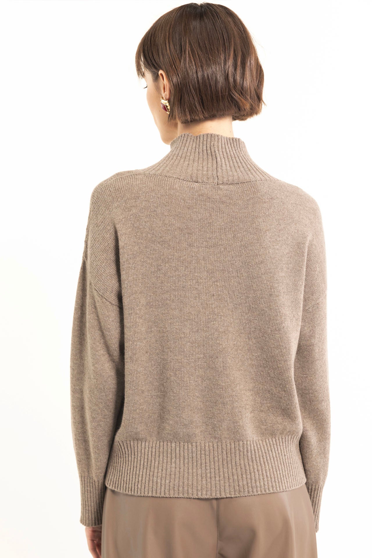 Beige wool and cashmere blend turtleneck sweater