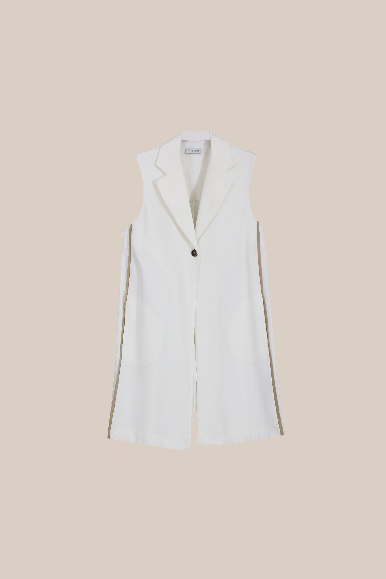 Langes Gilet mit Revers und kontrastierenden Details