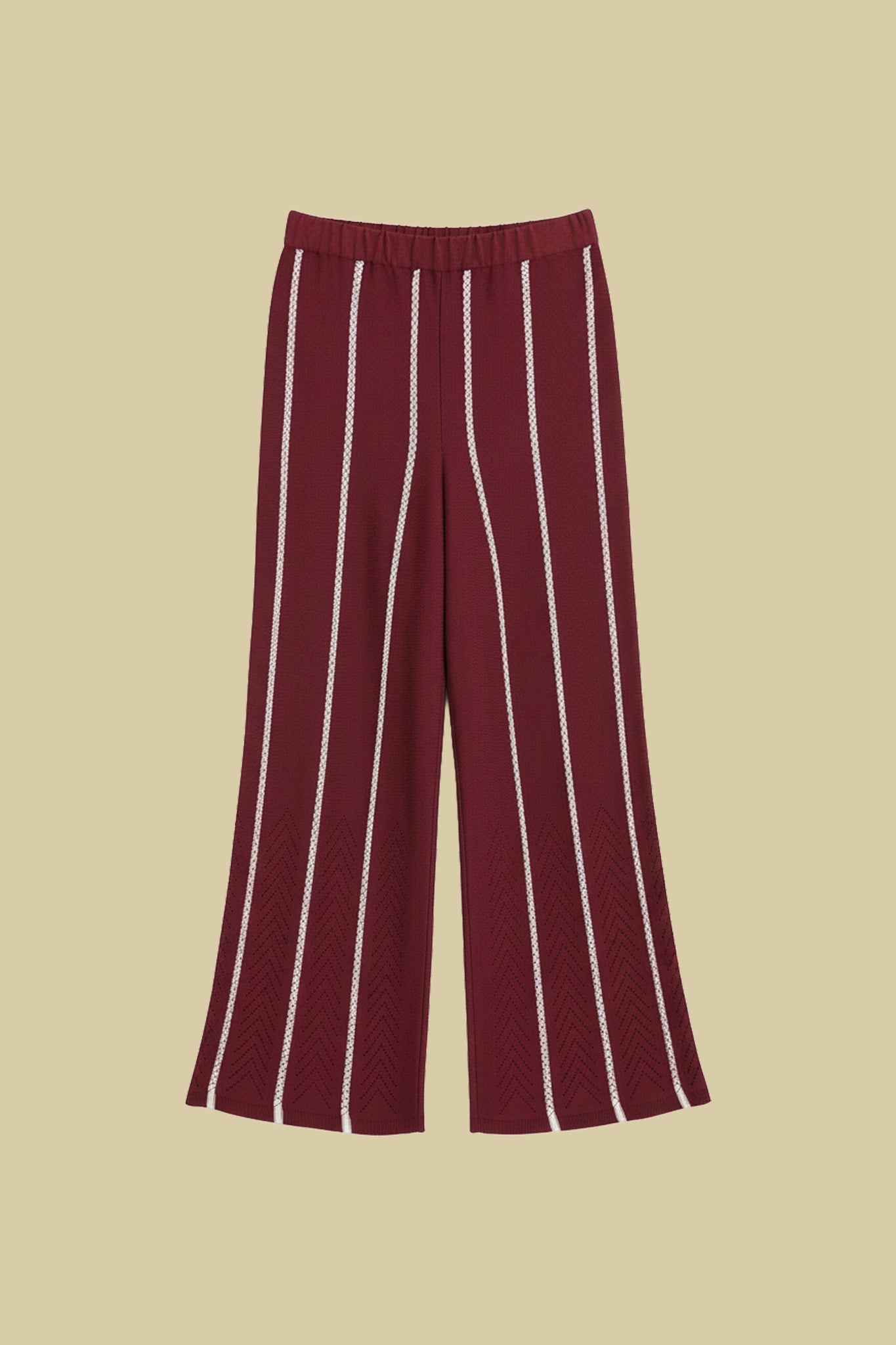 Wide-leg striped knit trousers