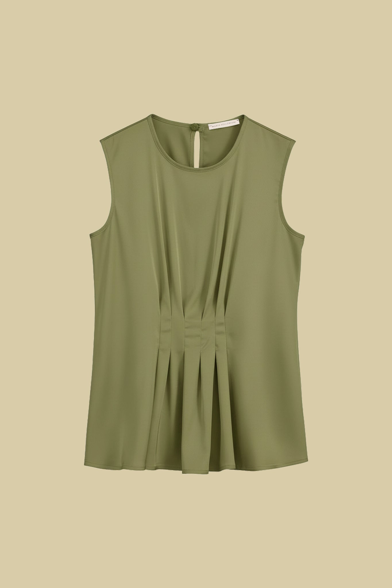 Top smanicato con arricci