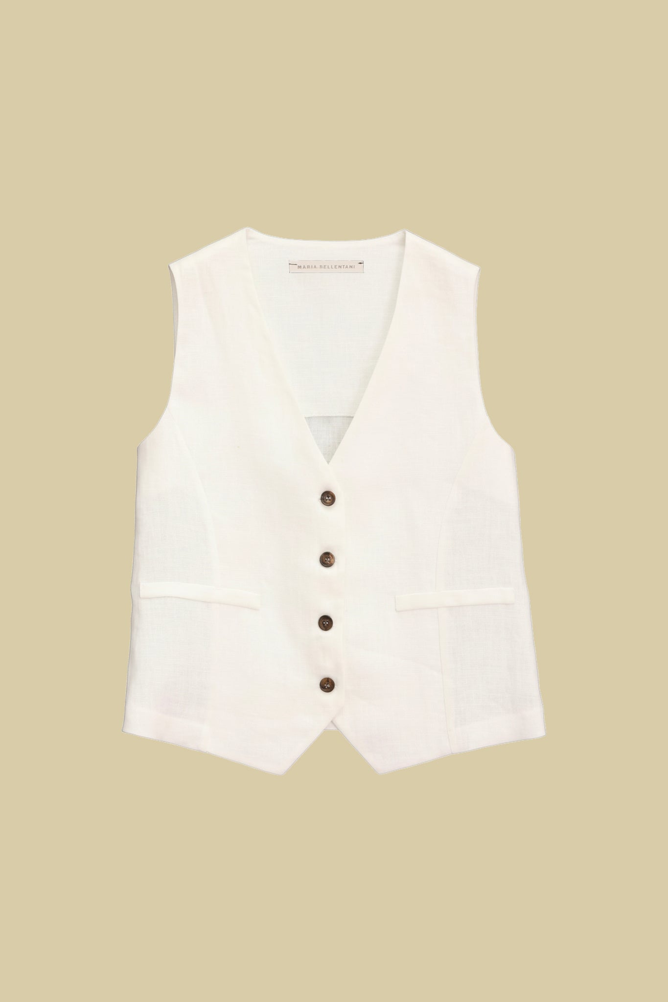 Weste aus reinem Leinen mit V-Ausschnitt