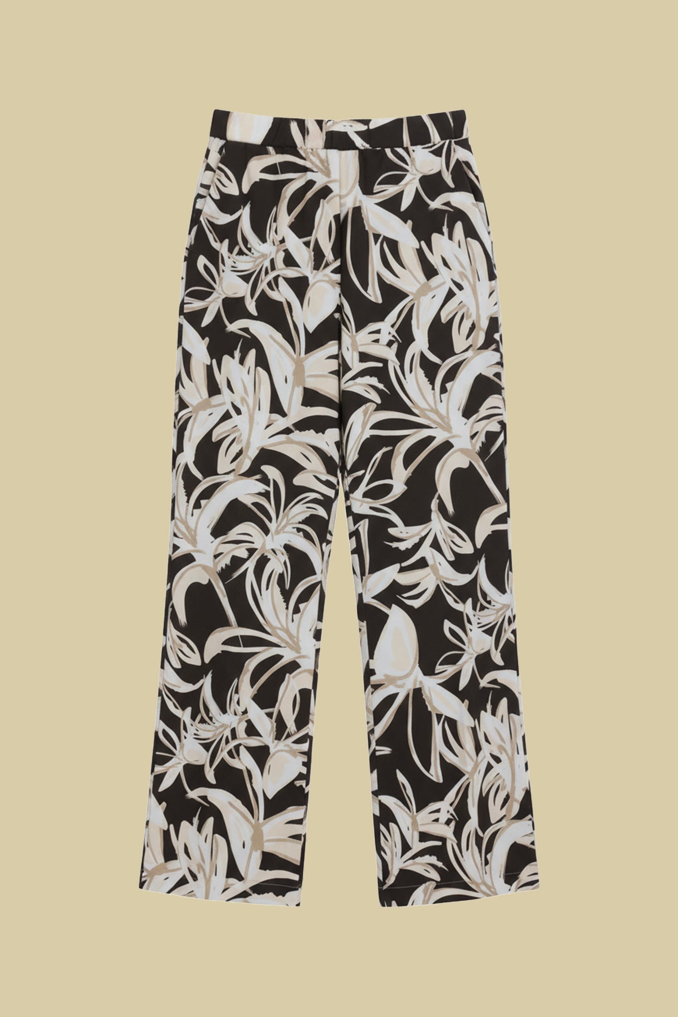 Wide trousers in printed cotton poplin