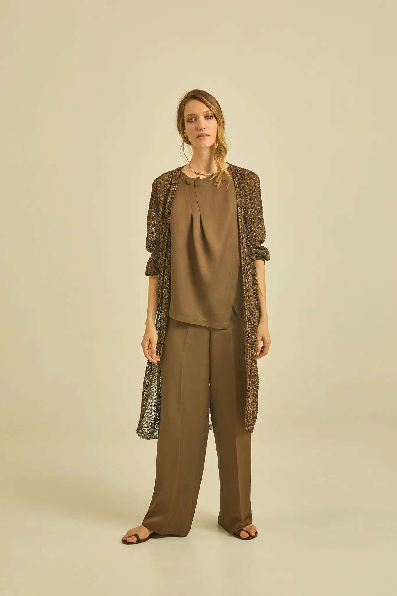 Wide trousers in linen blend