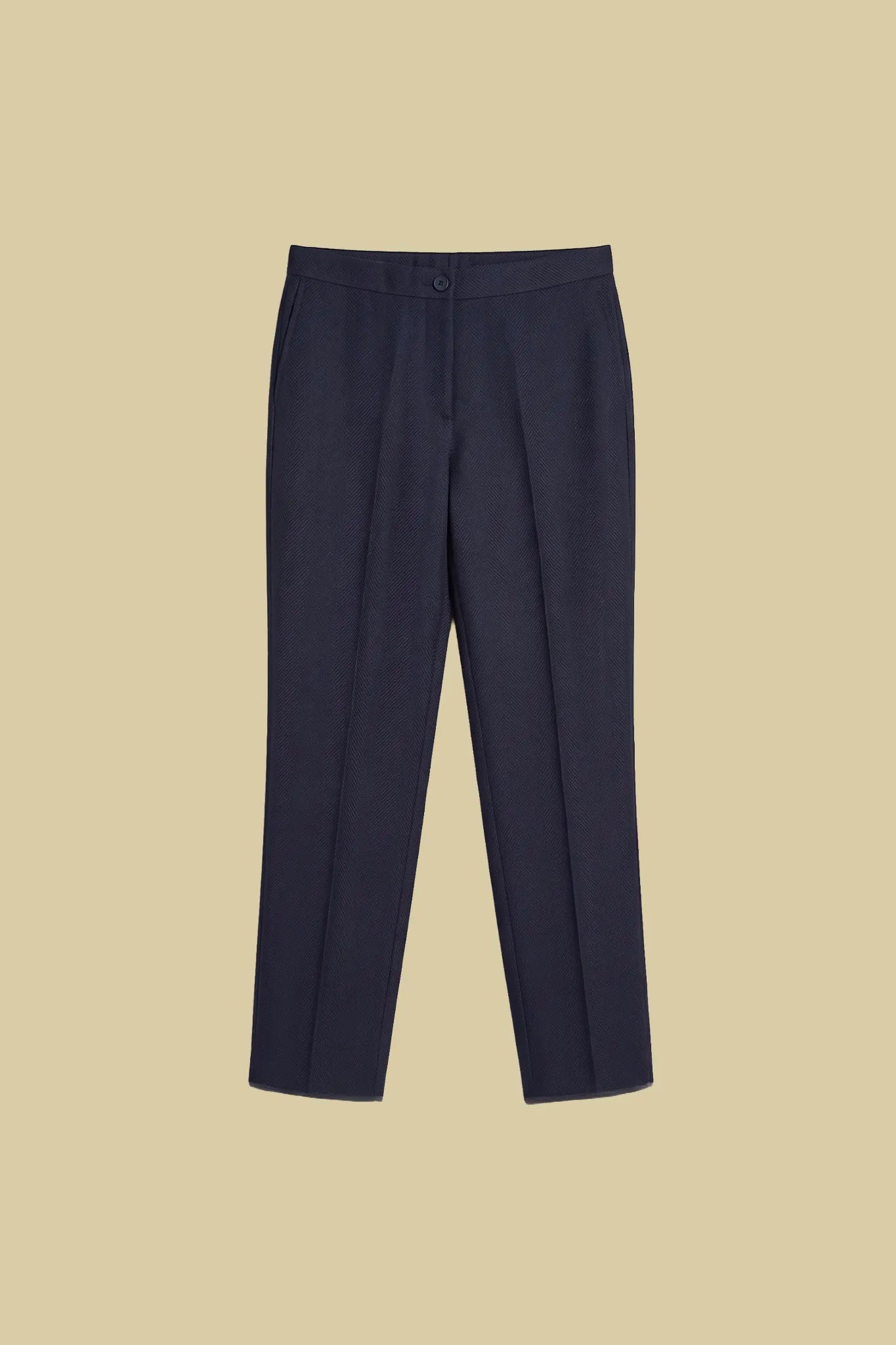 Pantalone a sigaretta in misto viscosa e lino