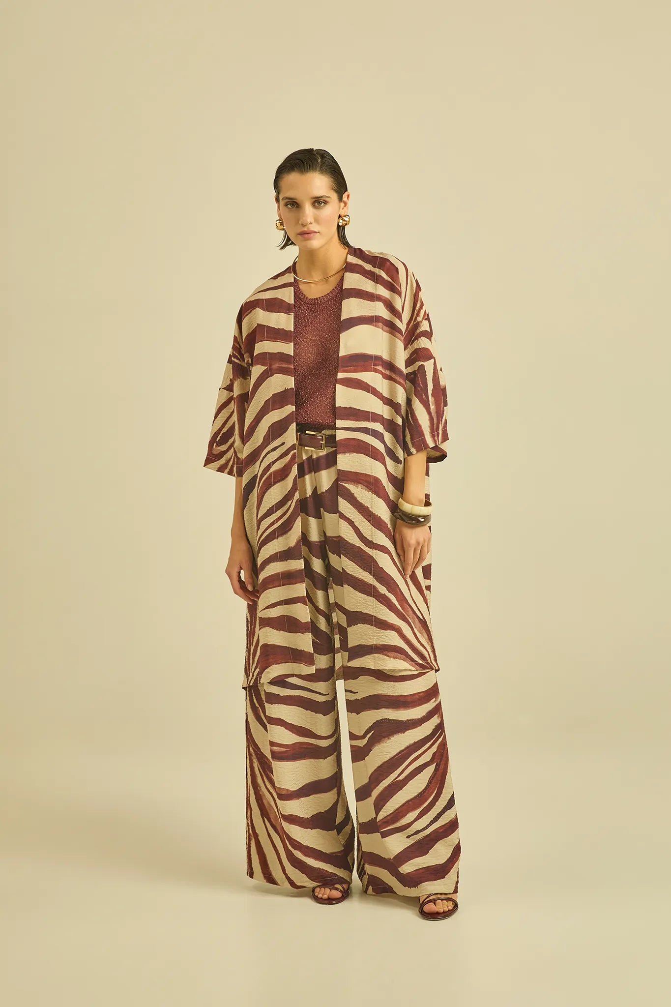 Pantalone ampio con stampa zebrata