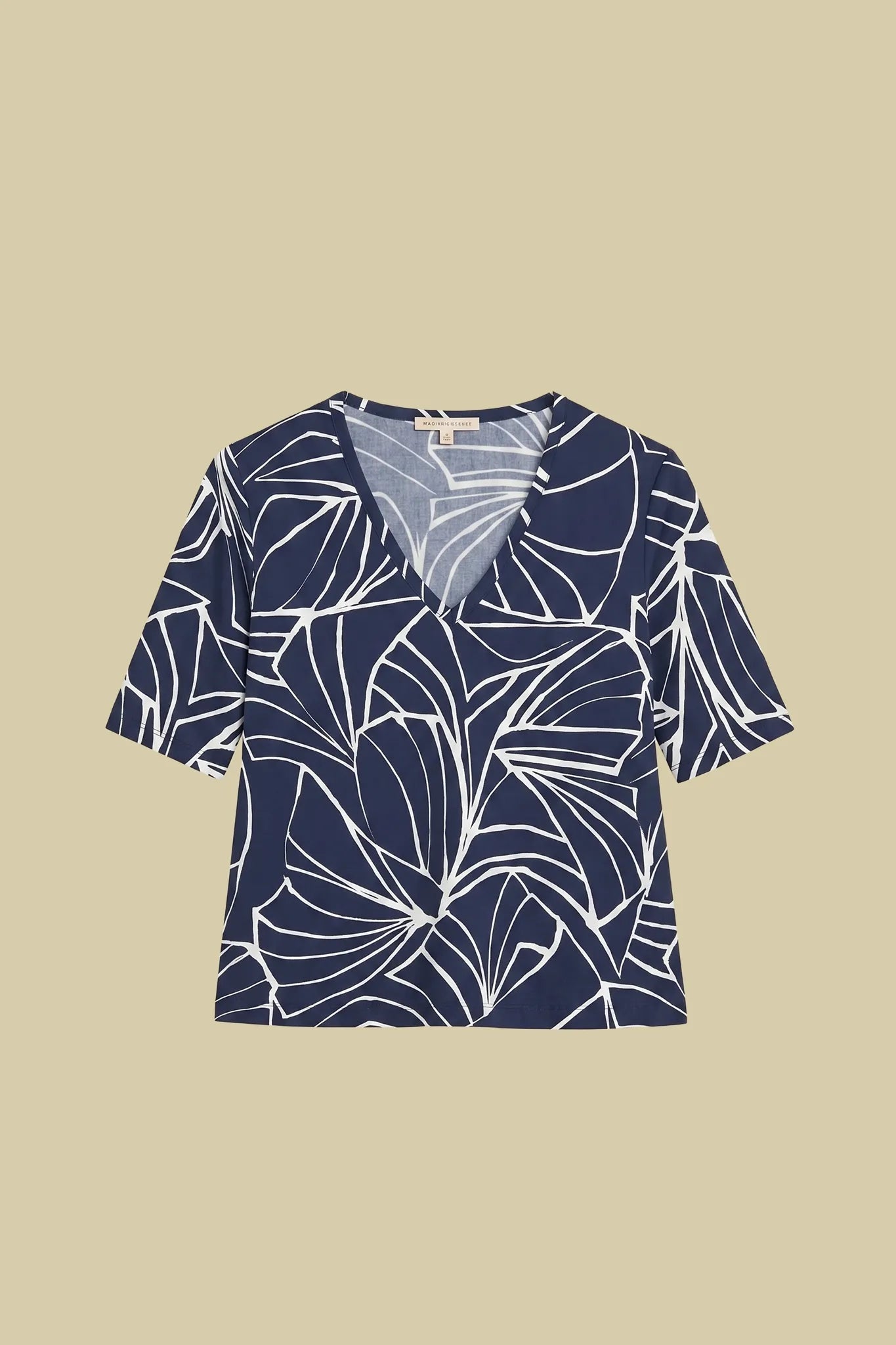 T-shirt scollo a V con stampa all-over