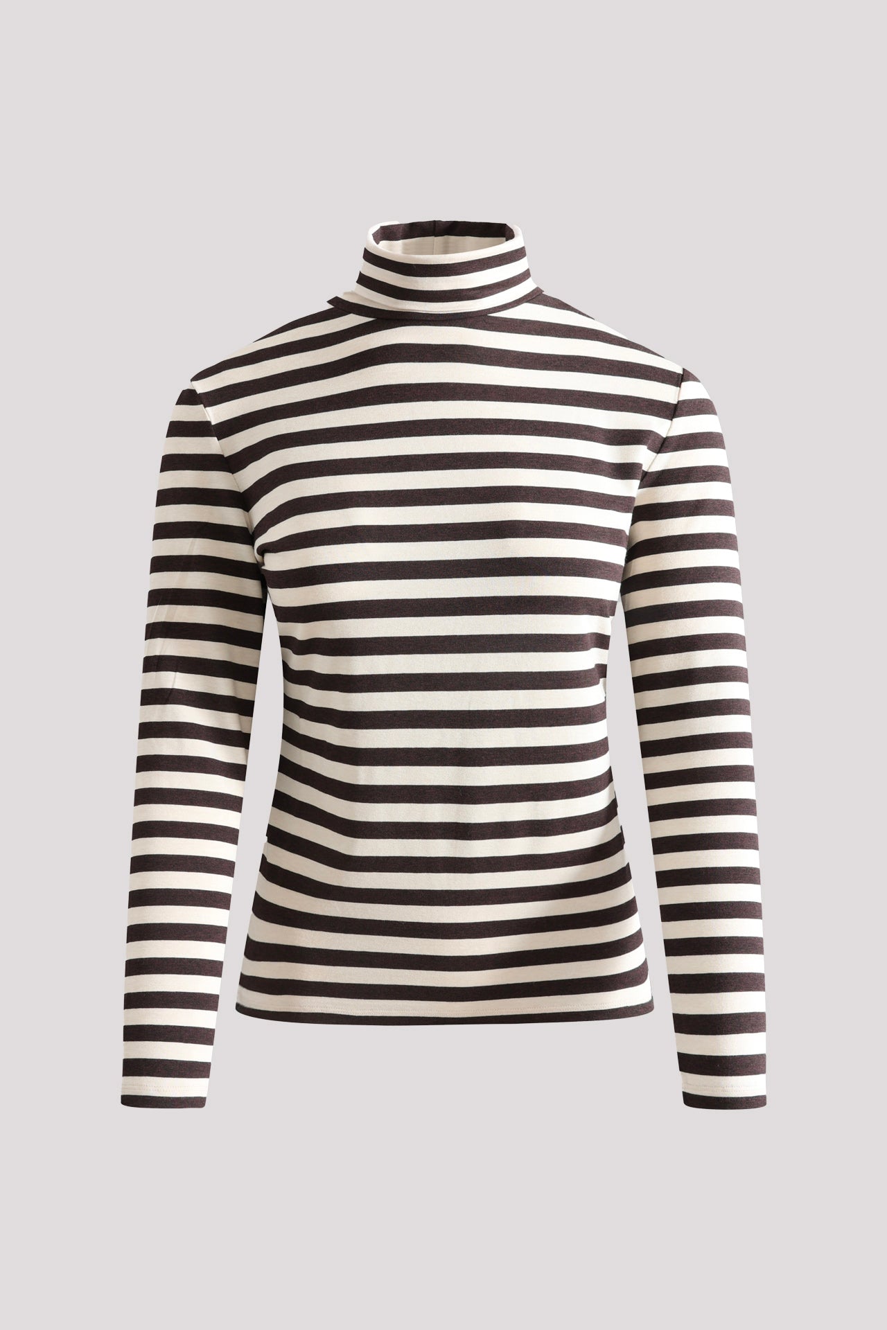 Maglia dolcevita in viscosa elasticizzata righe bicolore