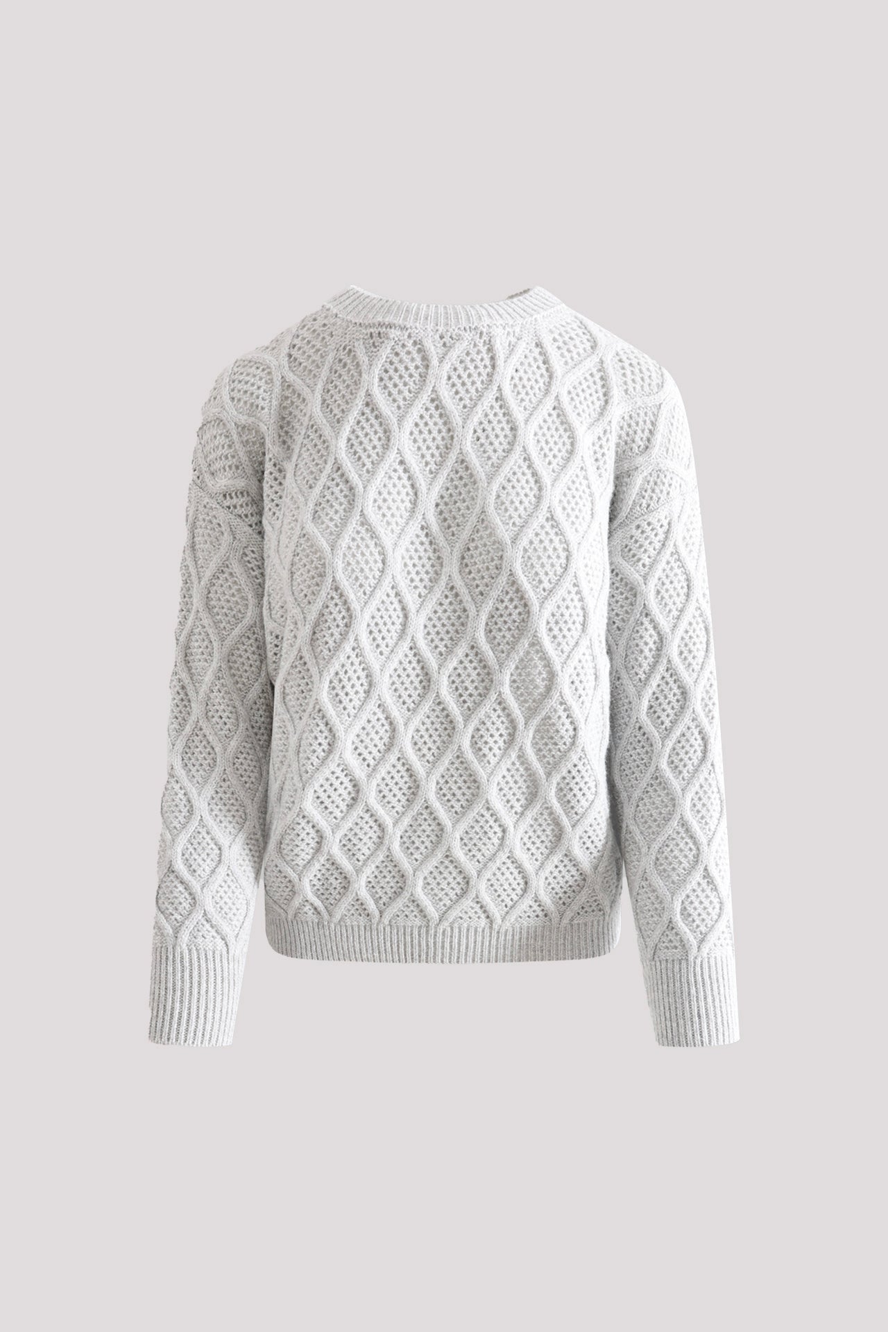 Maglia alpaca grigio con motivo a losanga traforata