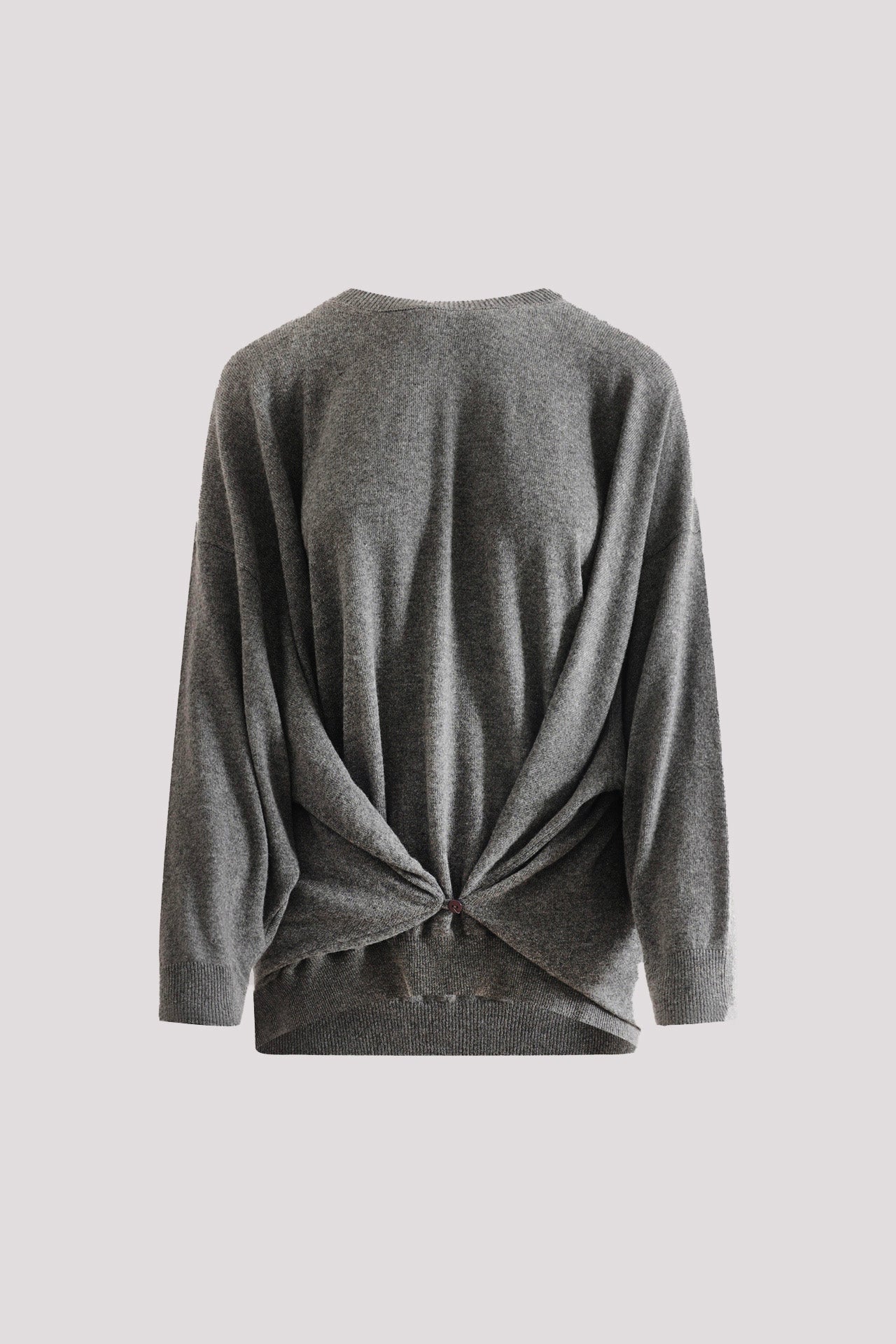 Maglia girocollo in misto lana con nodo frontale