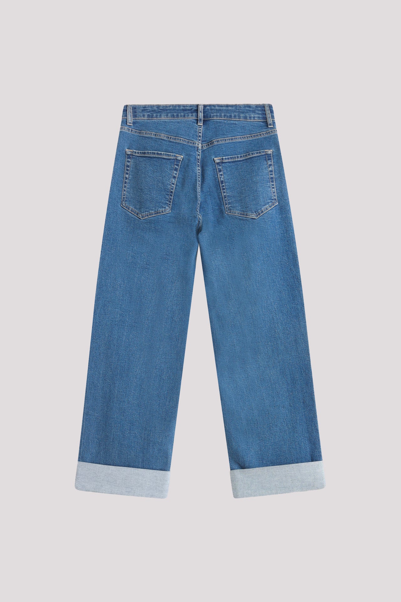 Jeans baggy con risvolto in denim elasticizzato