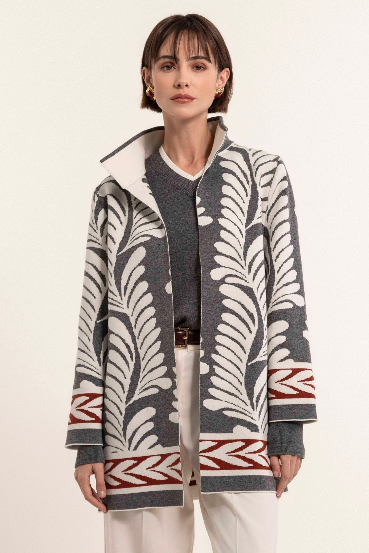 Double knit coat with collar