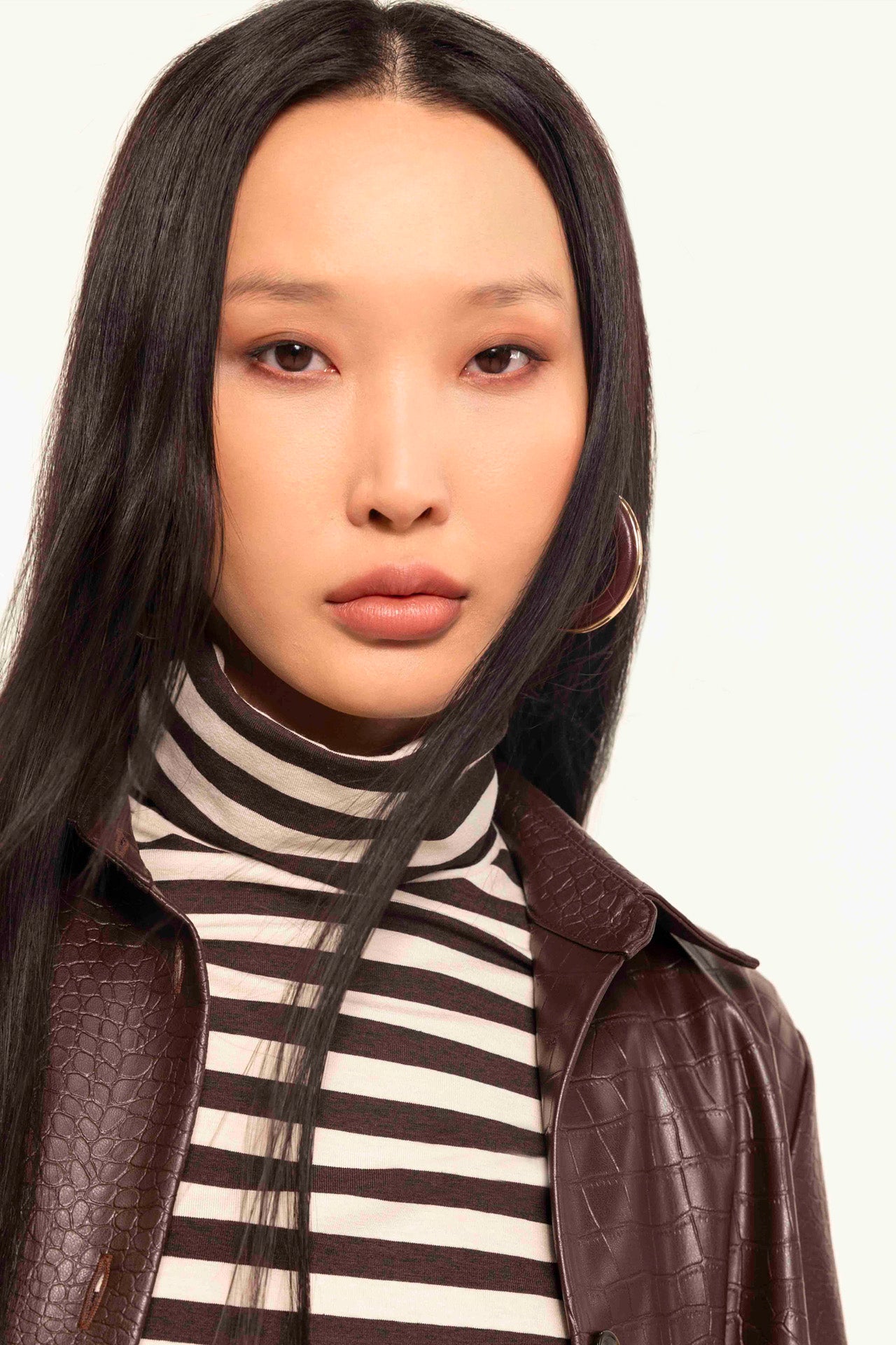 Brown faux leather overshirt jacket