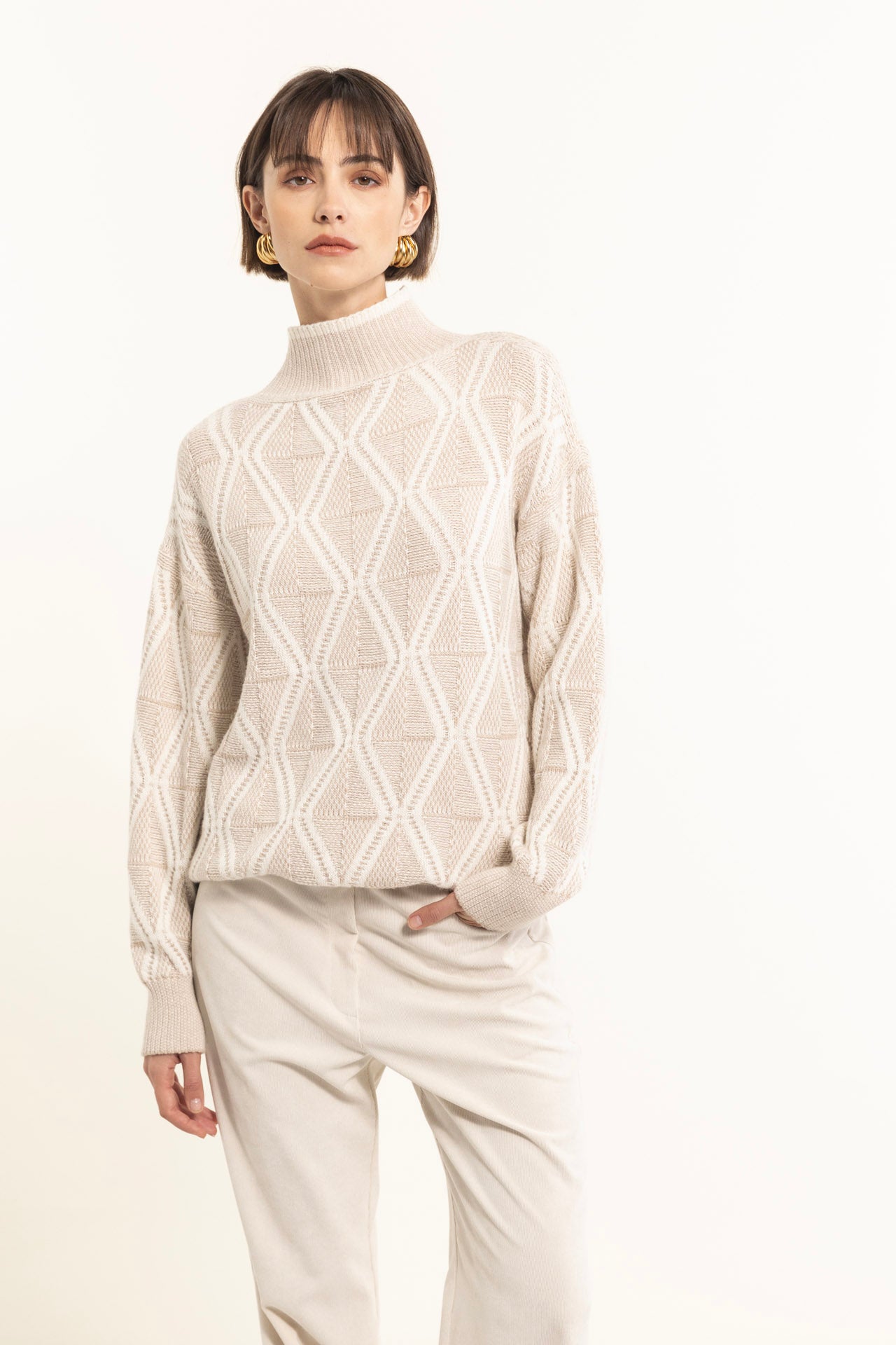 Jacquard cashmere blend sweater