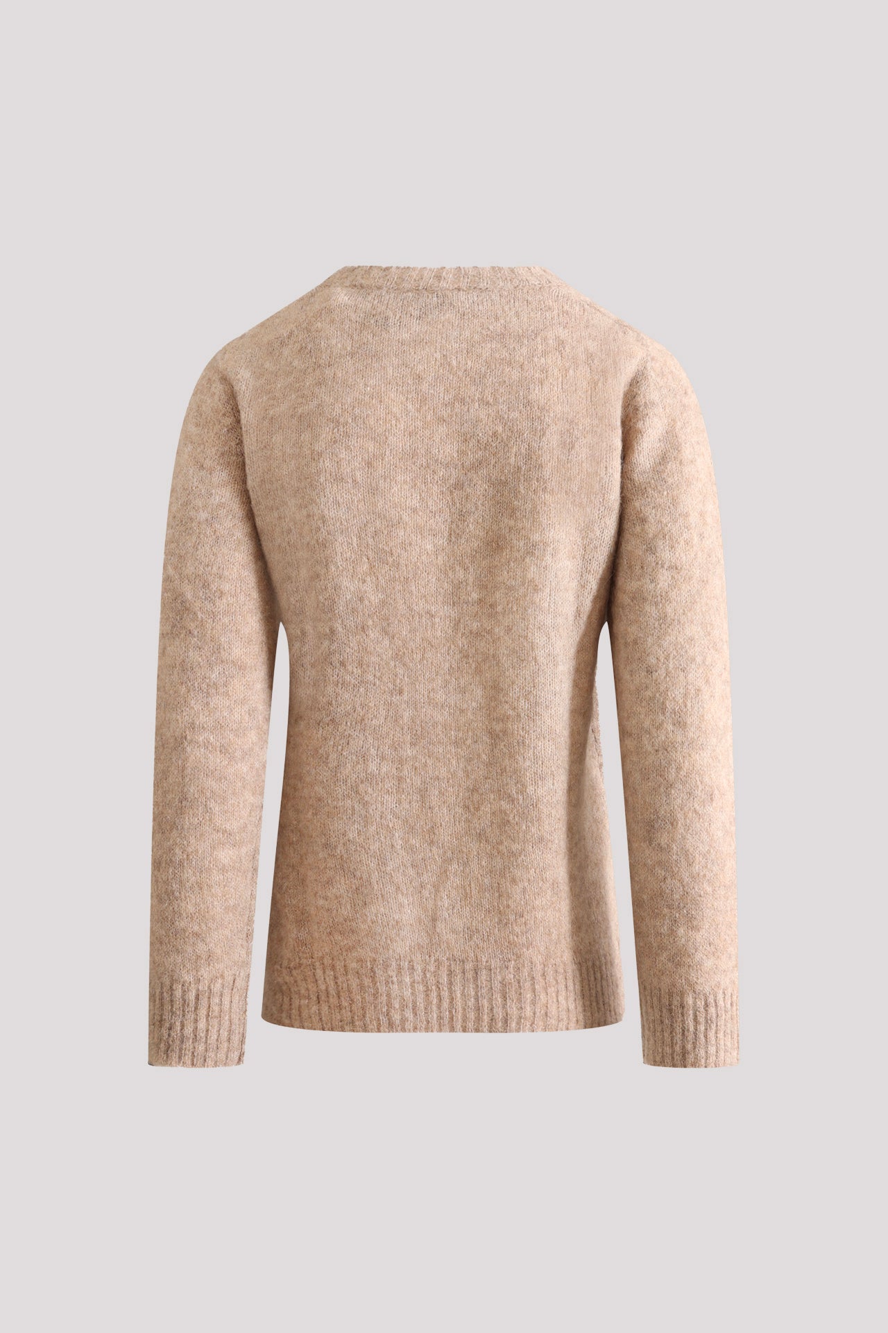 Maglia in alpaca beige girocollo con spalla a sella