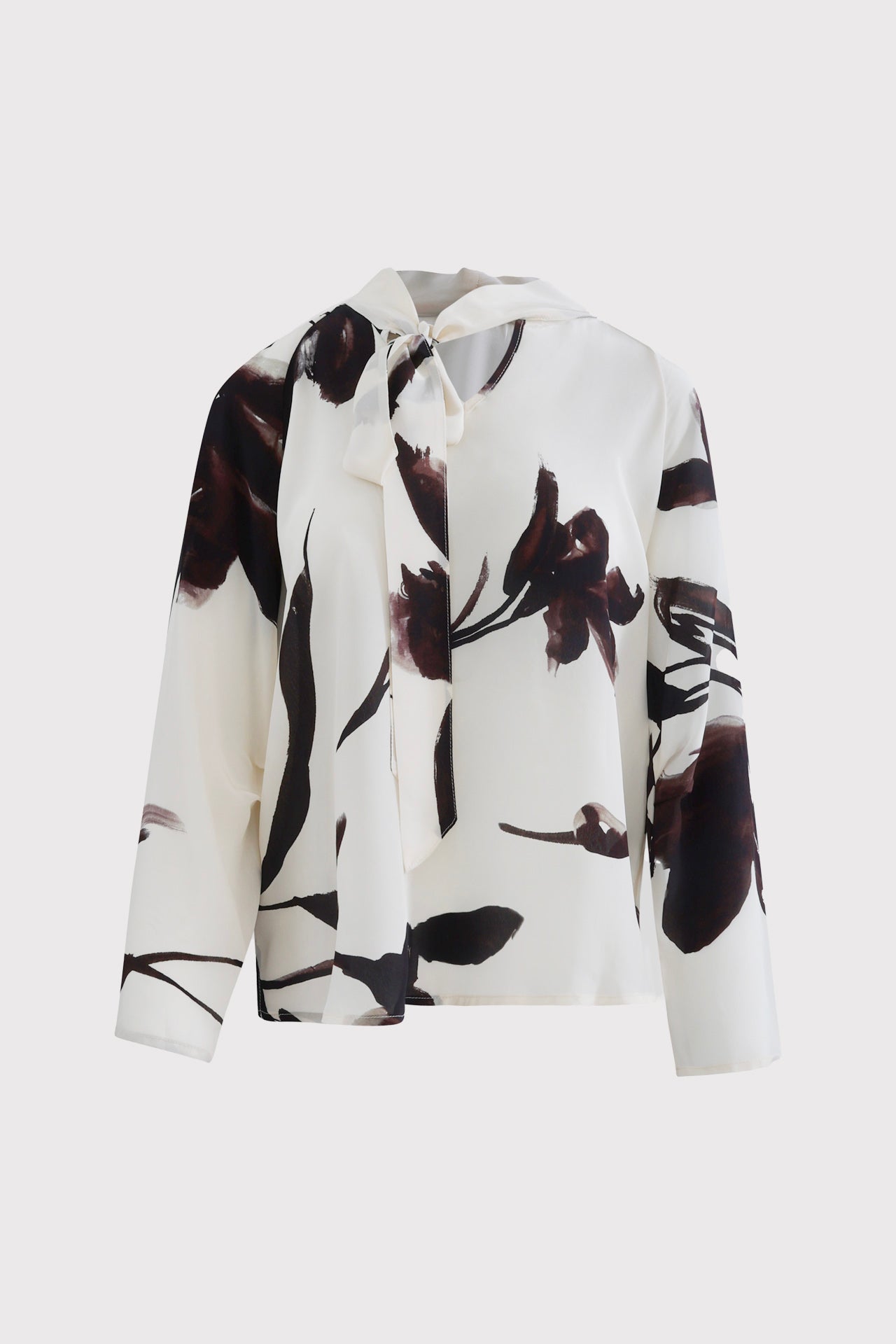 Blusa viscosa fantasia floreale con fiocco