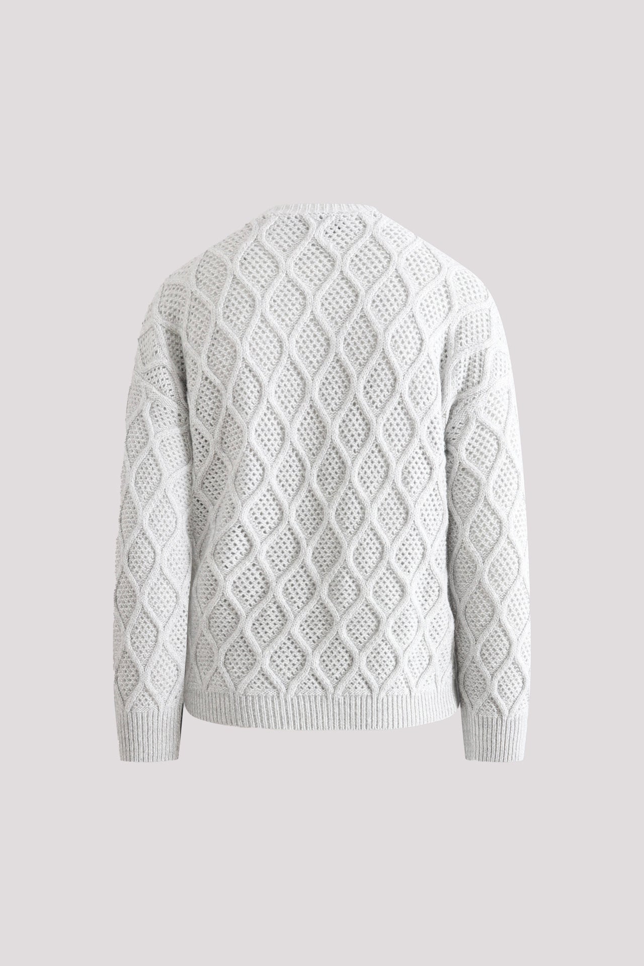 Maglia alpaca grigio con motivo a losanga traforata