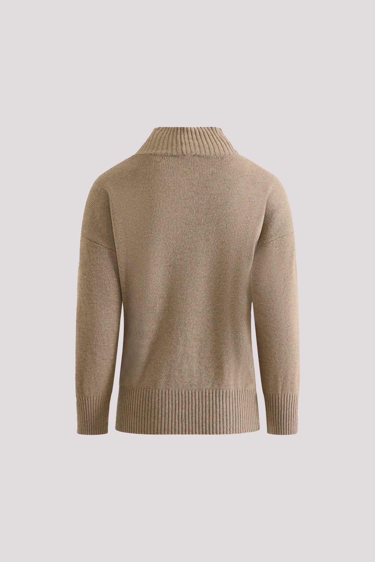Wool blend sweater with scarf and asymmetrical buttoning