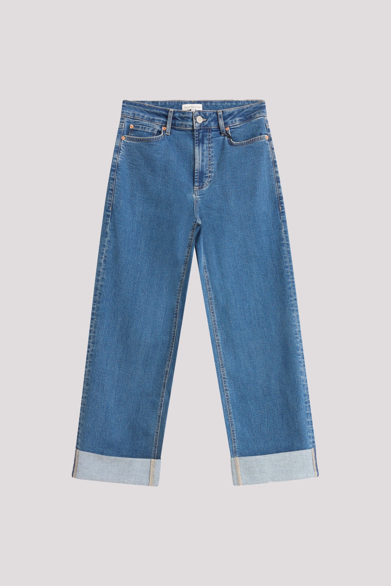 Jeans baggy con risvolto in denim elasticizzato