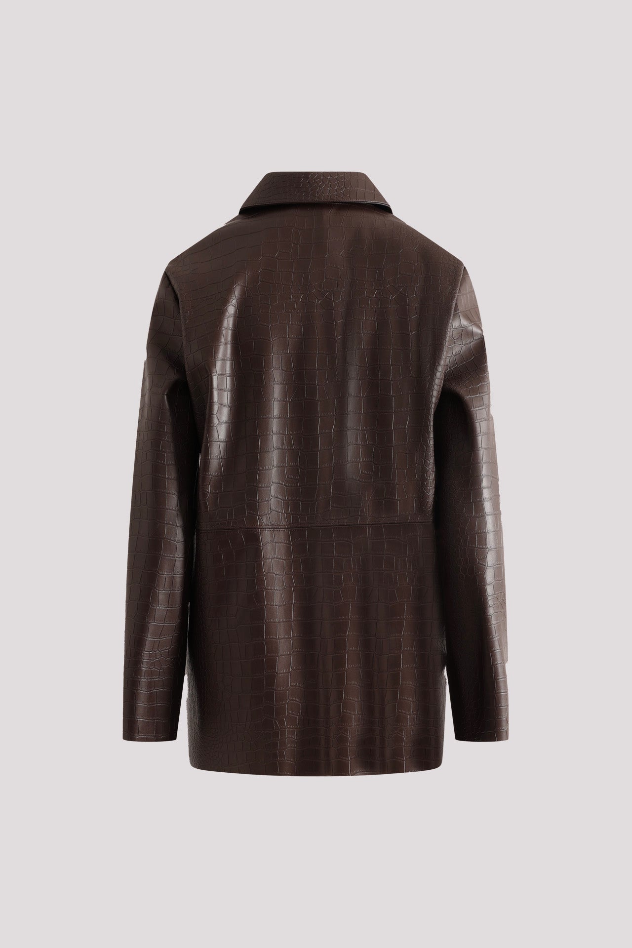 Giacca sovracamicia in ecopelle marrone