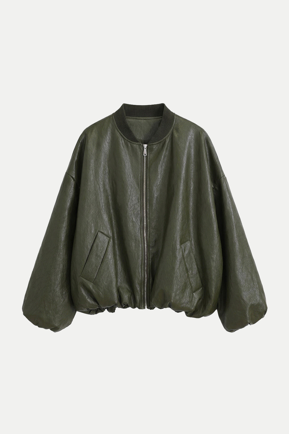 Bomber con zip e fondo arricciato