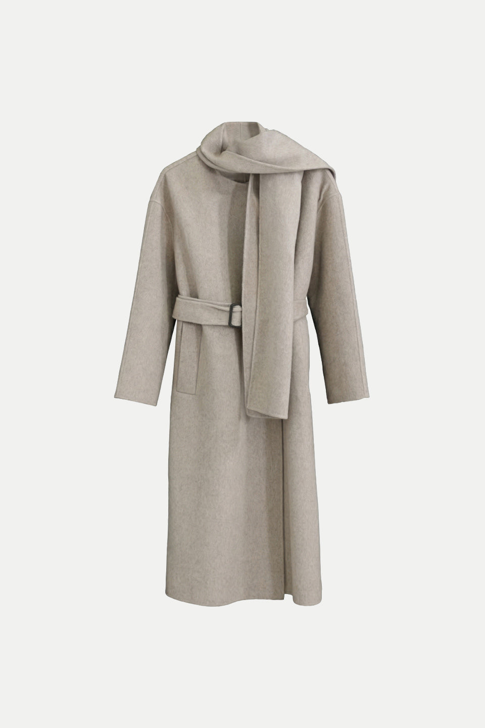 Cappotto lungo in misto lana con sciarpa - stop