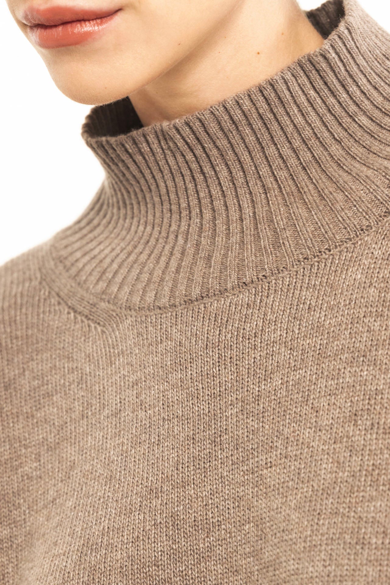 Beige wool and cashmere blend turtleneck sweater