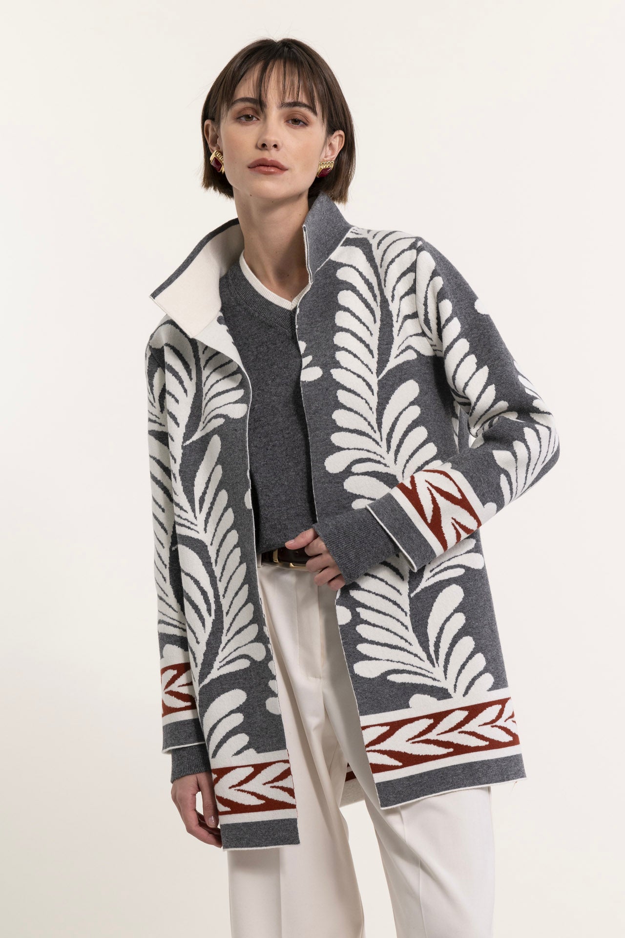 Double knit coat with collar