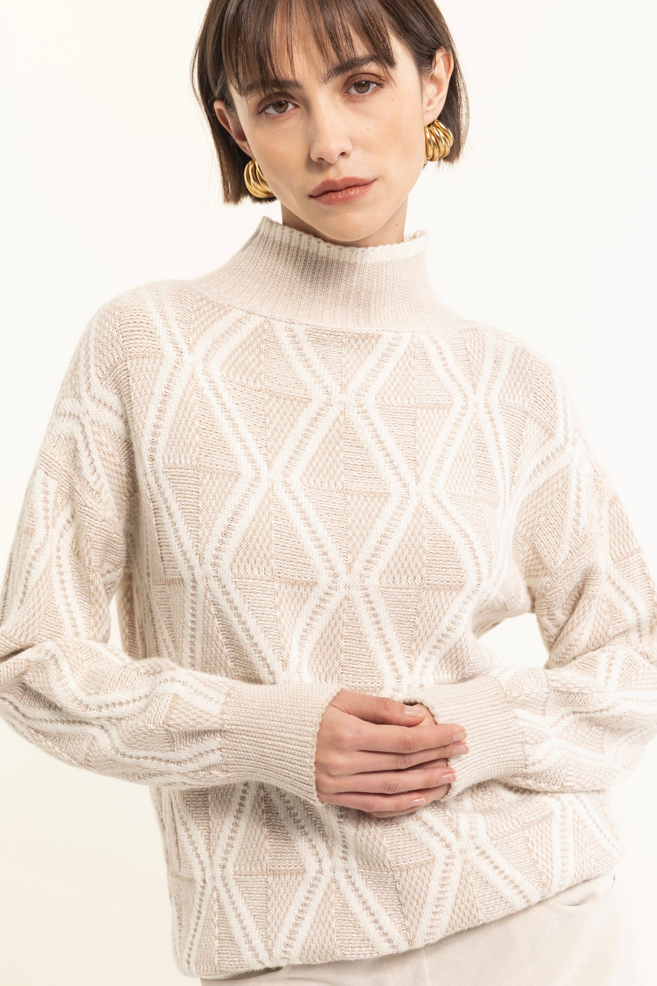 Jacquard cashmere blend sweater