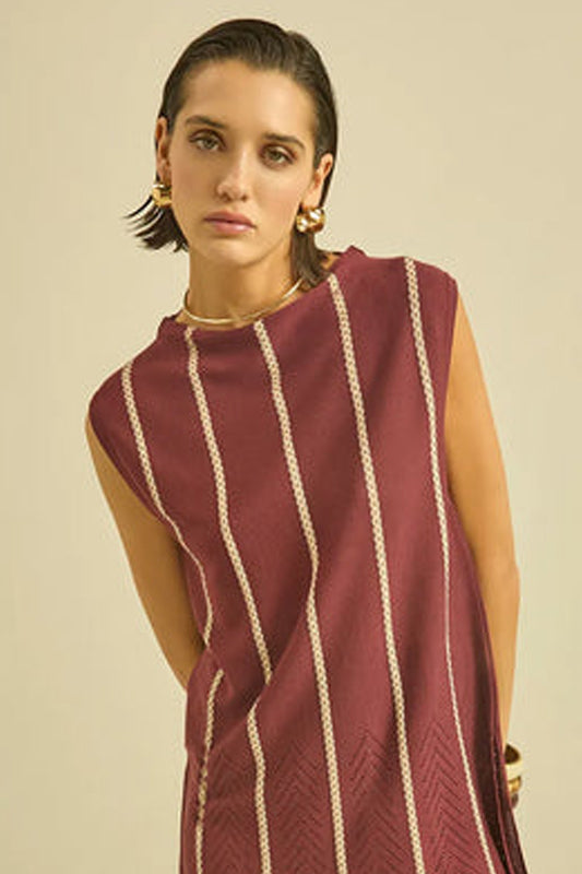 Sleeveless striped knit top