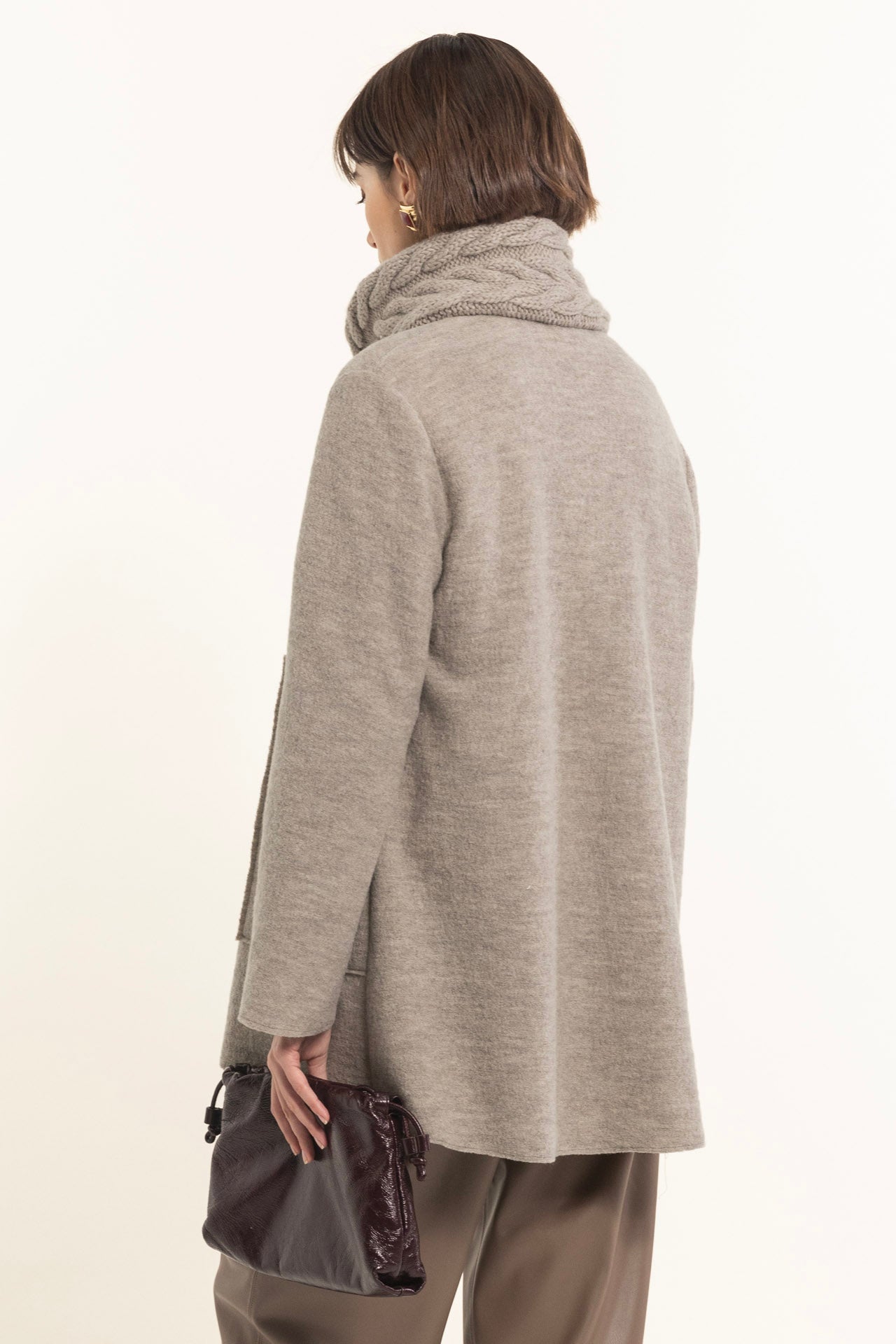 Beige wool jacket with cape collar