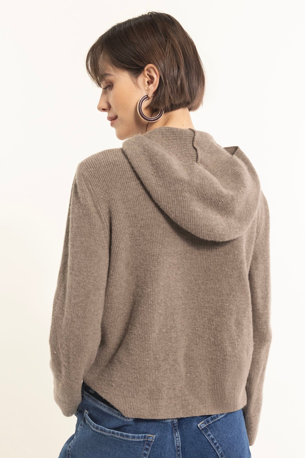 Wool and cashmere blend sweater with hood