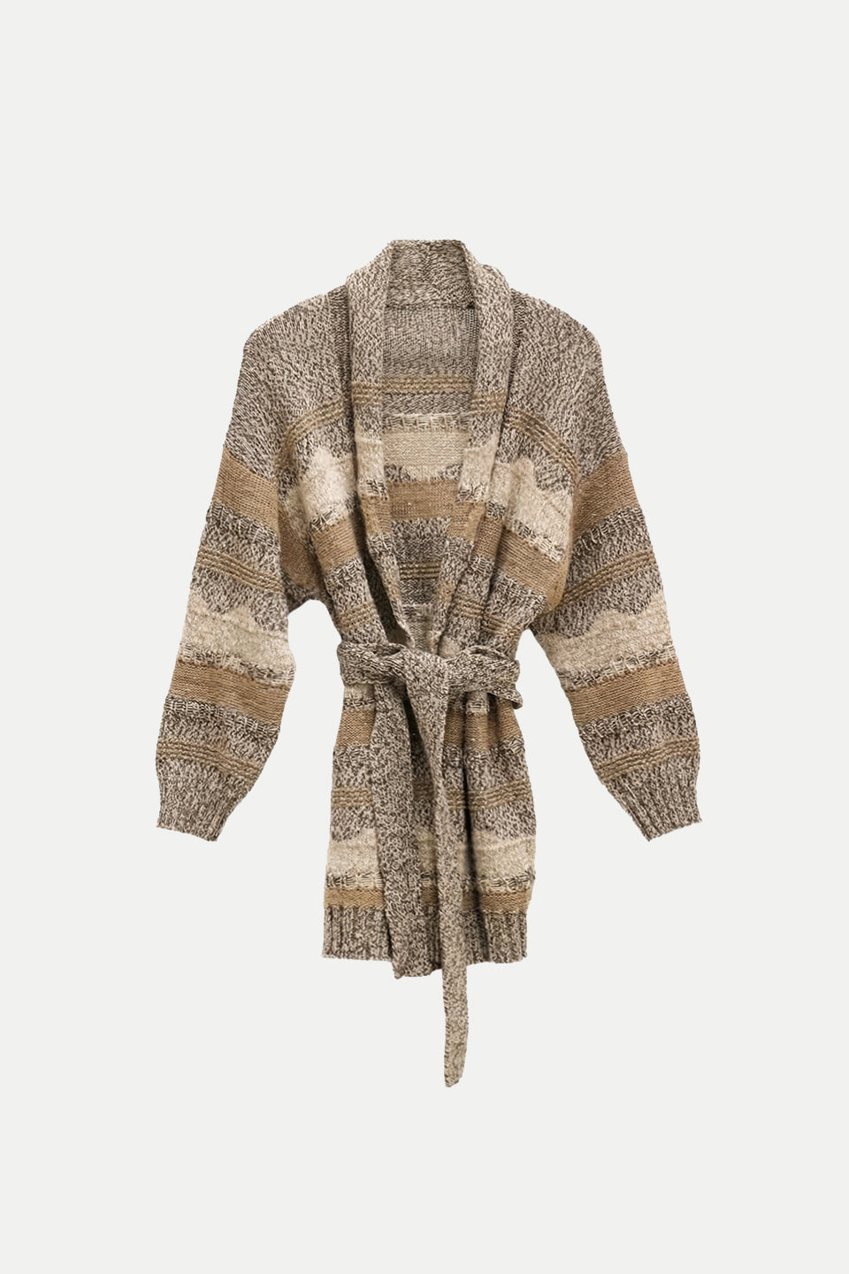 Cardigan jacquard con cintura