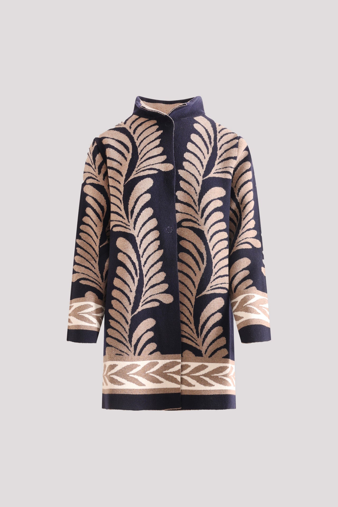 Cappotto in maglia double con collo solino