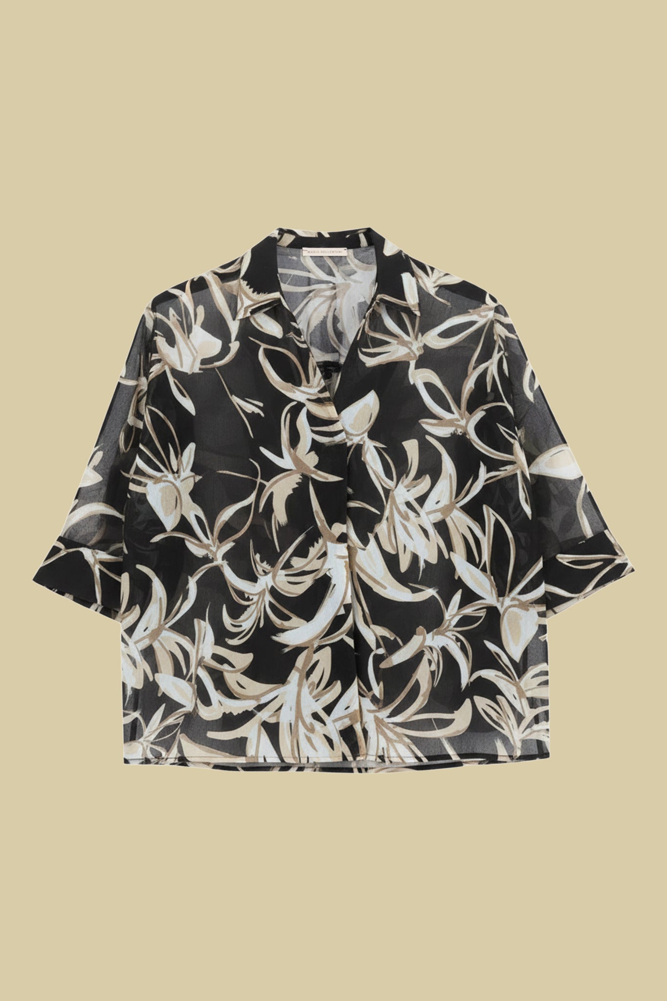 Pure cotton blouse with polo neckline