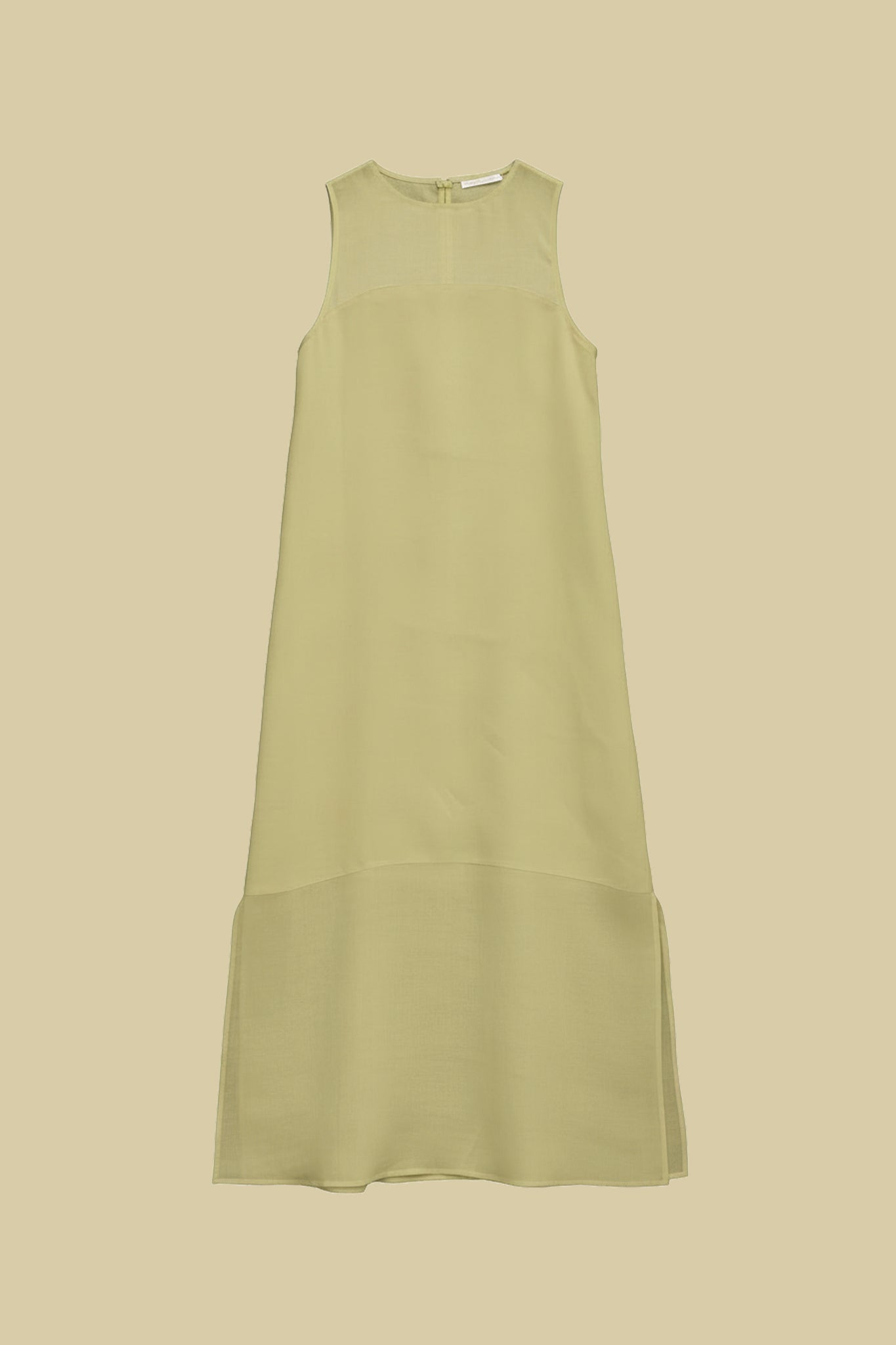 Long sleeveless dress in pure ramie