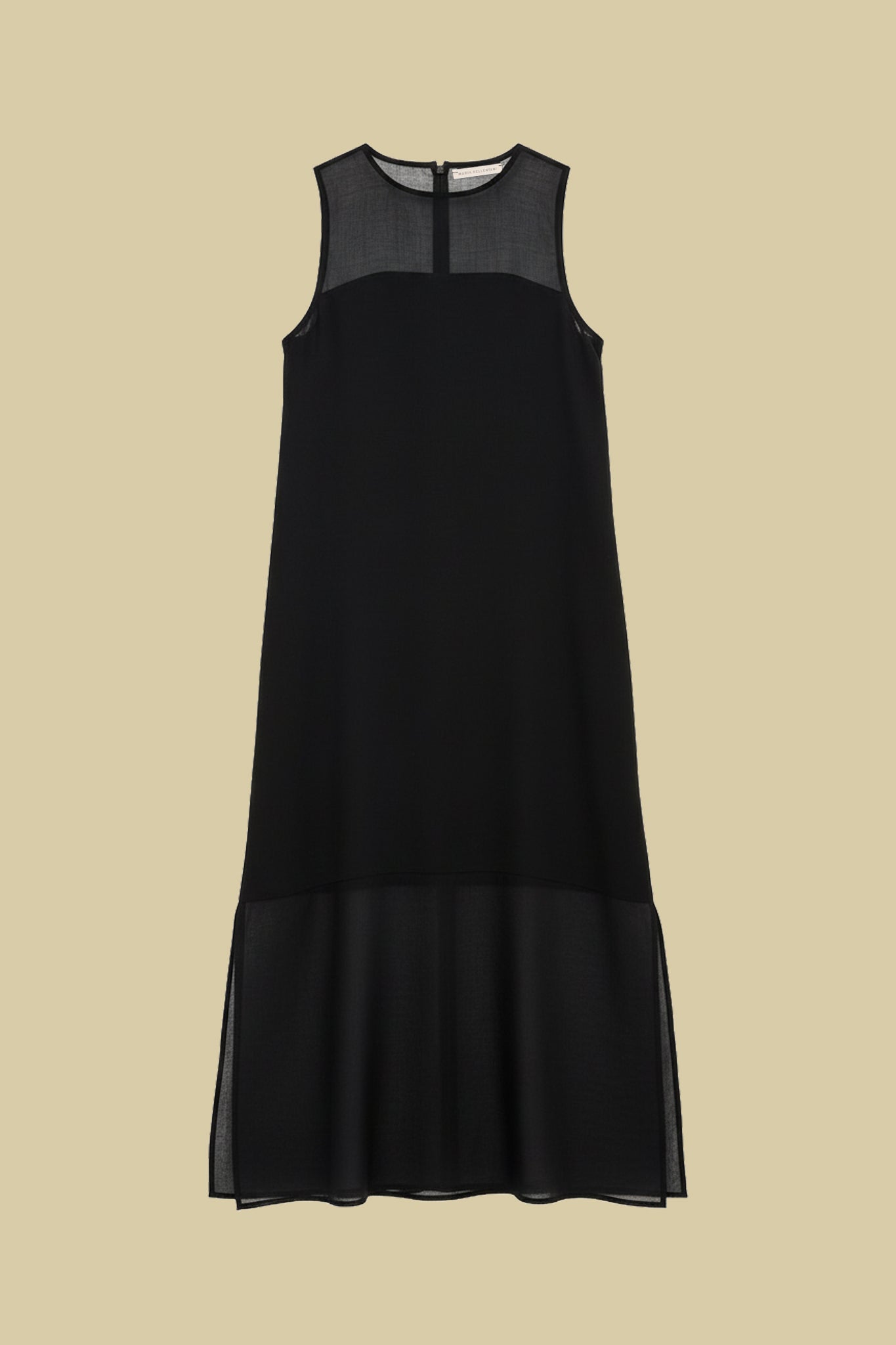Long sleeveless dress in pure ramie