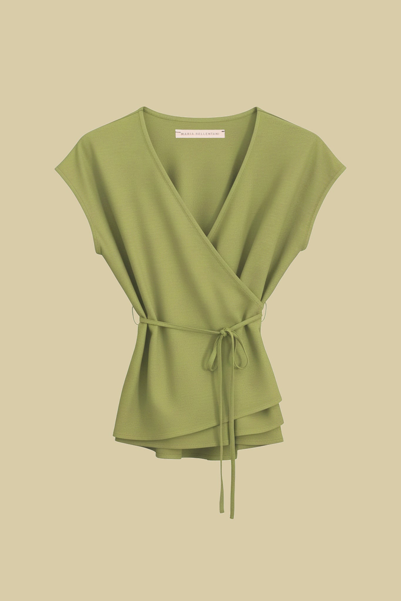 Wrap top in viscose and linen blend