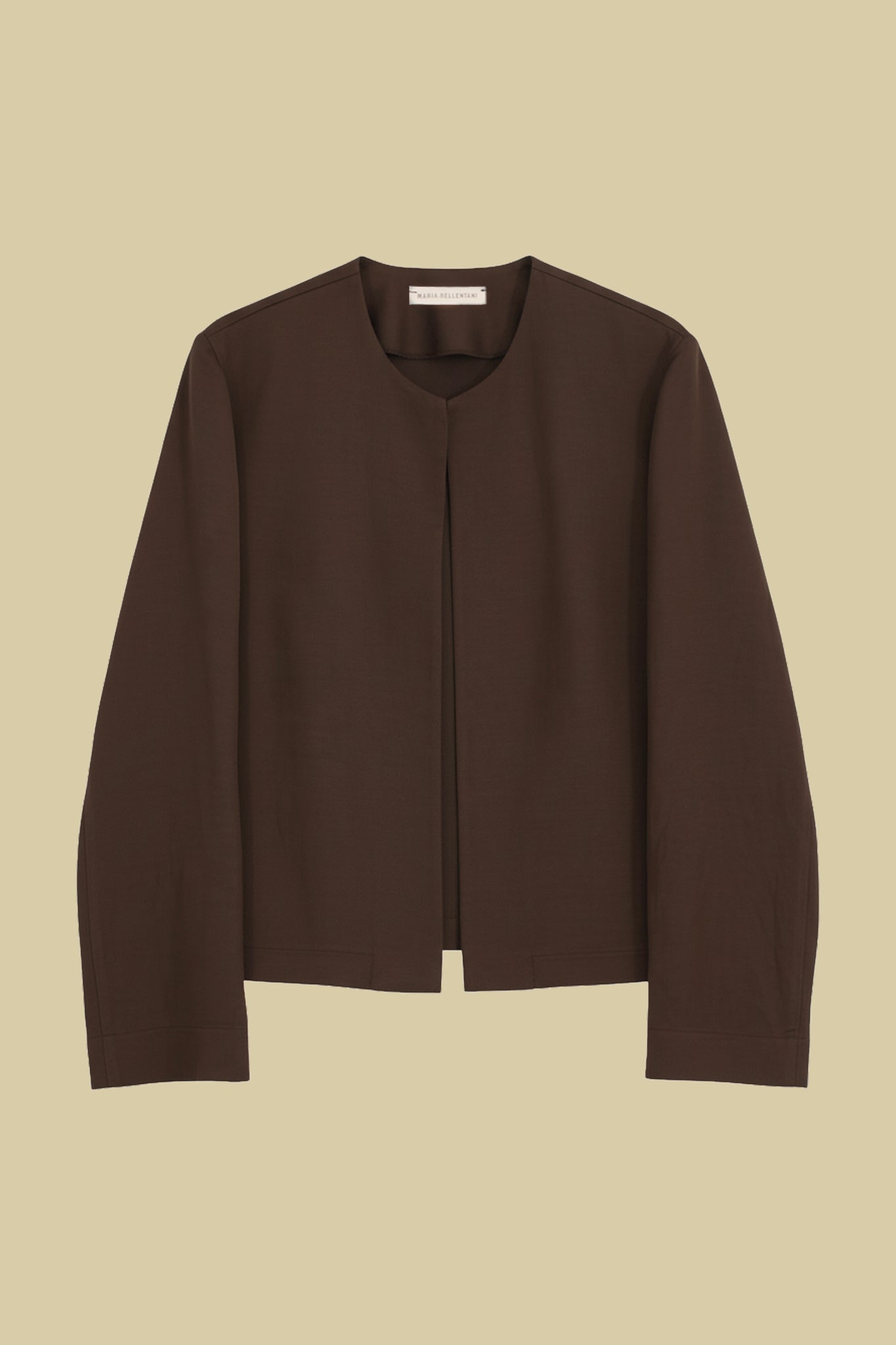 Crew neck jacket in viscose and linen blend