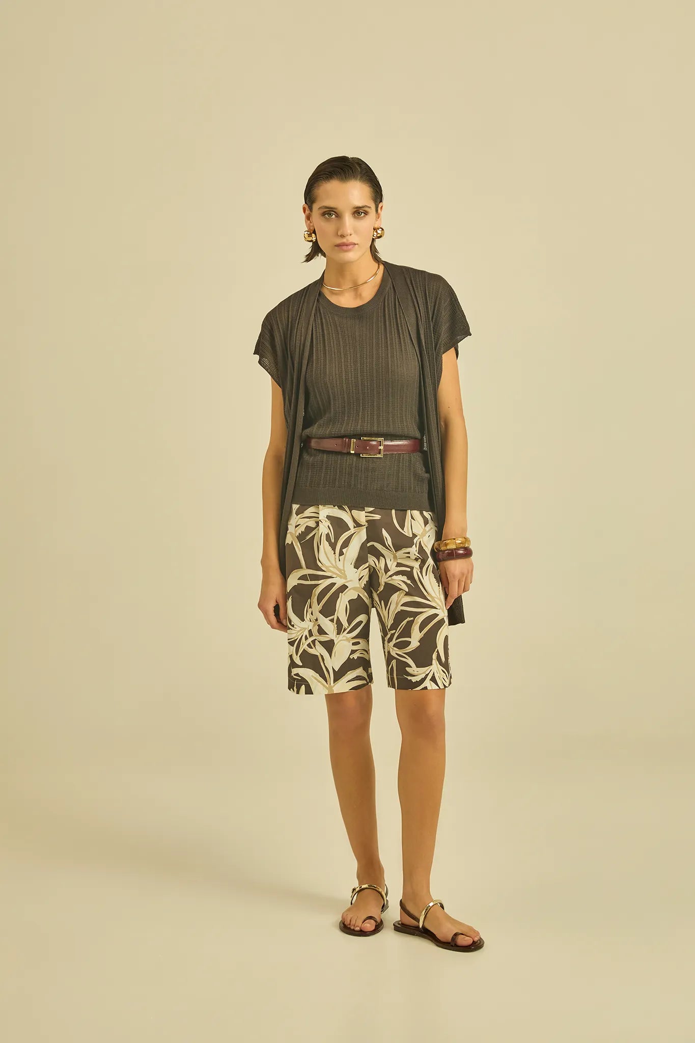 Long knitted cardigan with sash