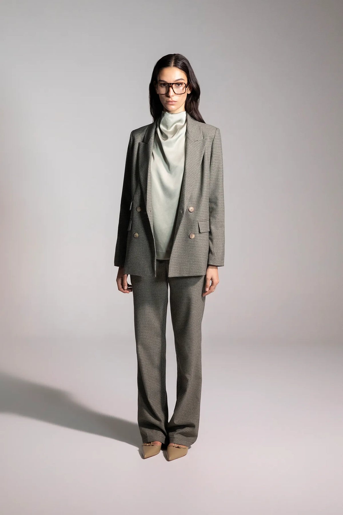 Zweireihiger Blazer mit Mikromuster