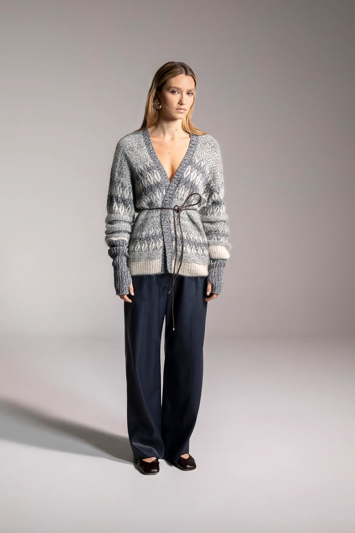 Cardigan aperto jacquard