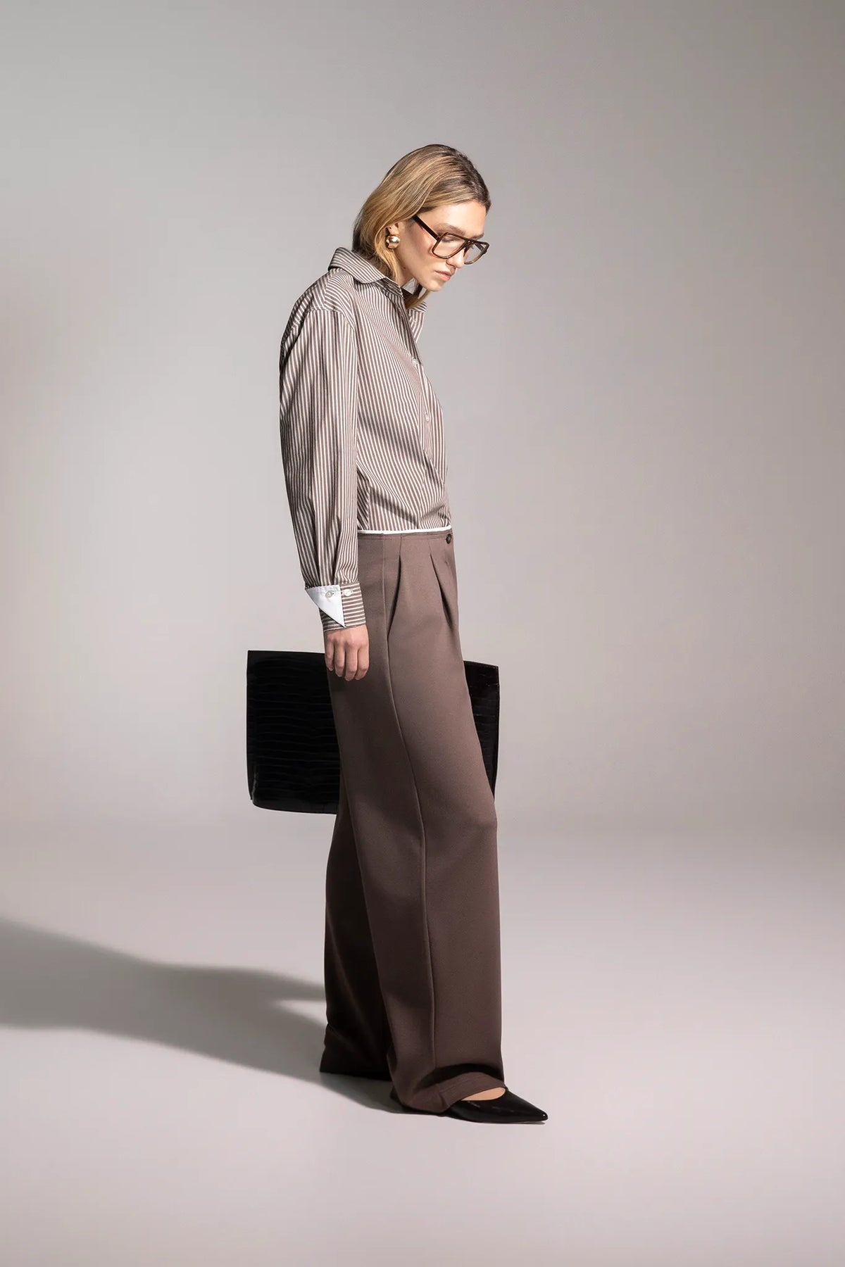 Camicia oversize a righe con polsini a contrasto