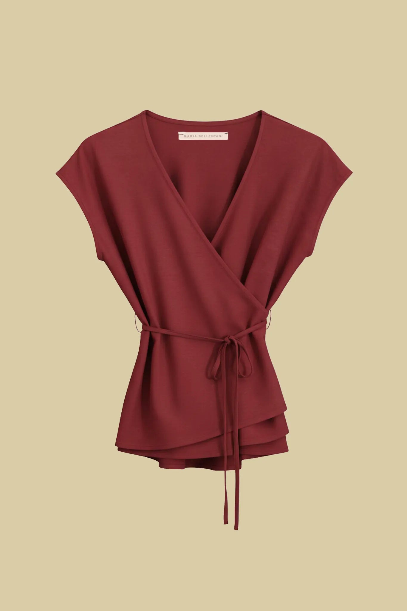 Wrap top in viscose and linen blend