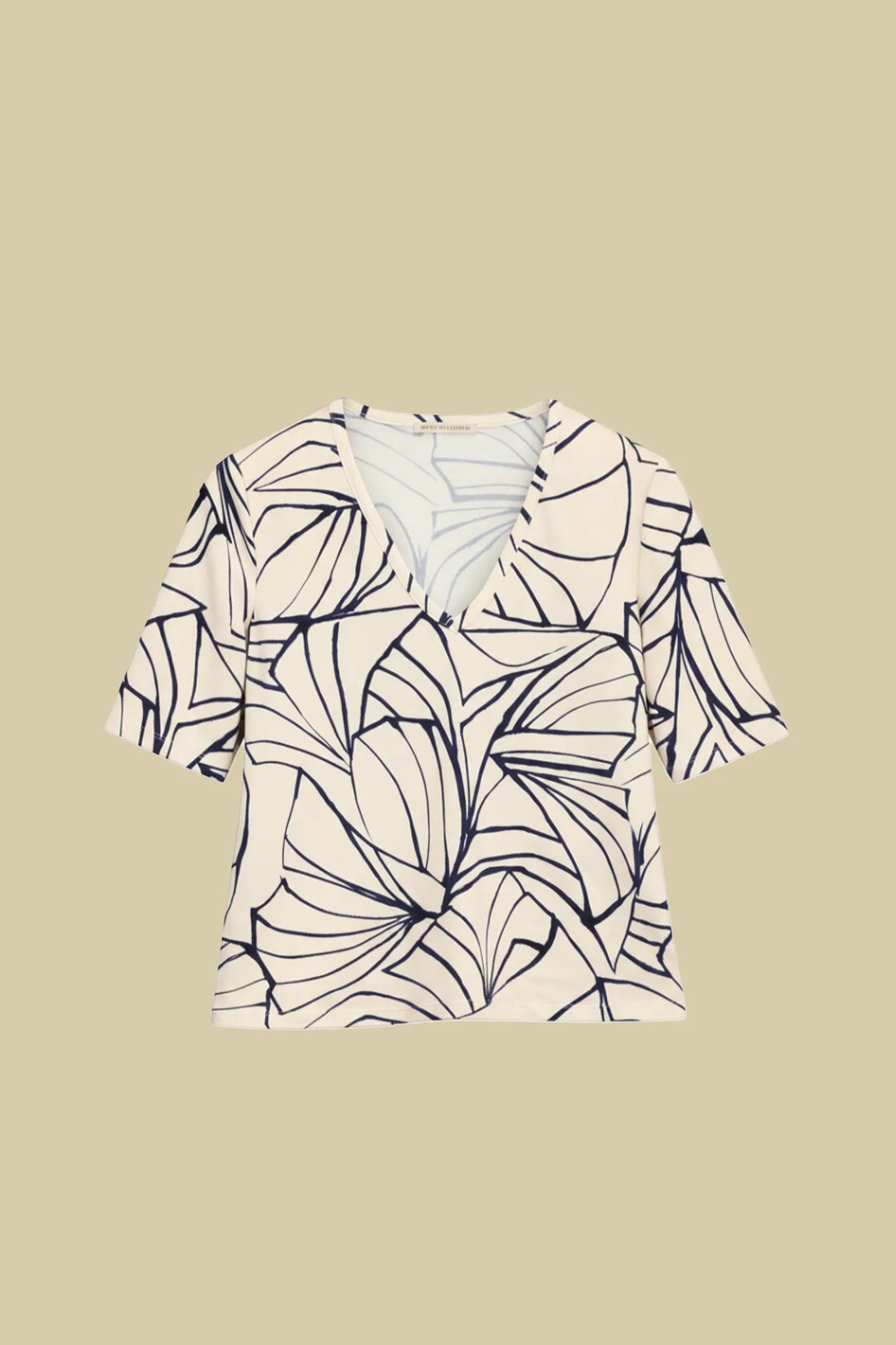 T-shirt scollo a V con stampa all-over